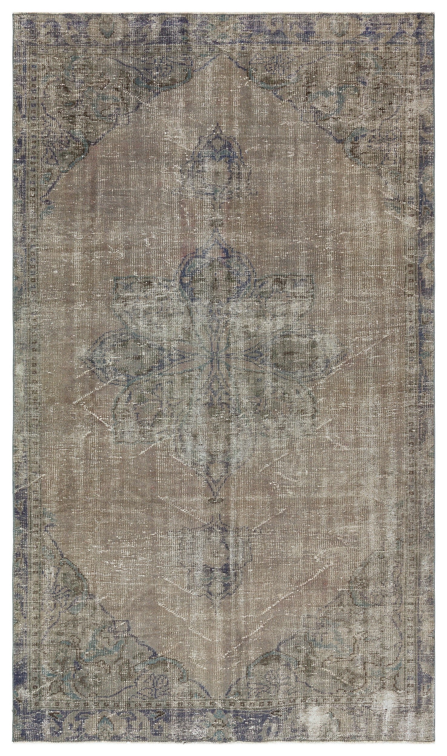 Traditional Design Gray Over Dyed Vintage Rug 5'6'' x 9'1'' ft 167 x 278 cm