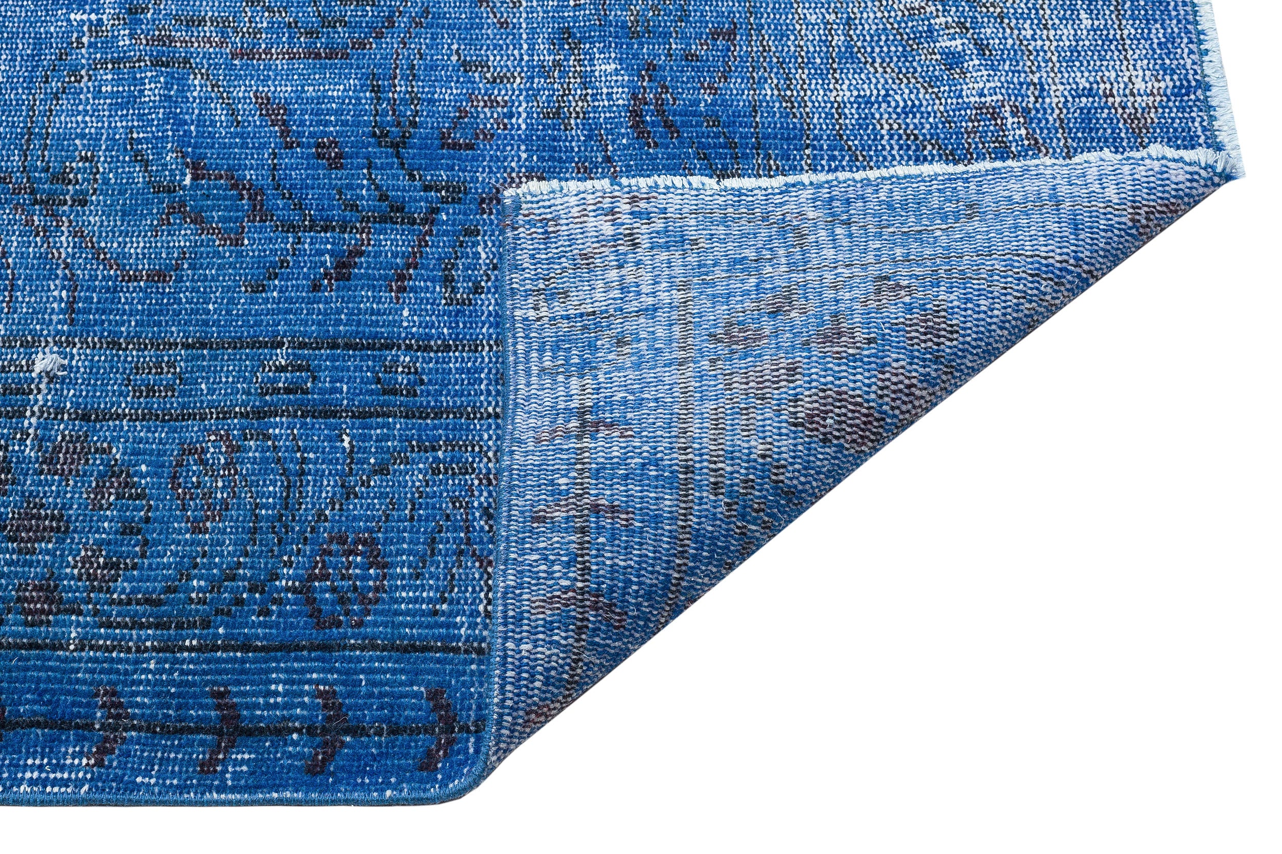 Traditional Design Blue Over Dyed Vintage Rug 5'6'' x 9'8'' ft 168 x 294 cm