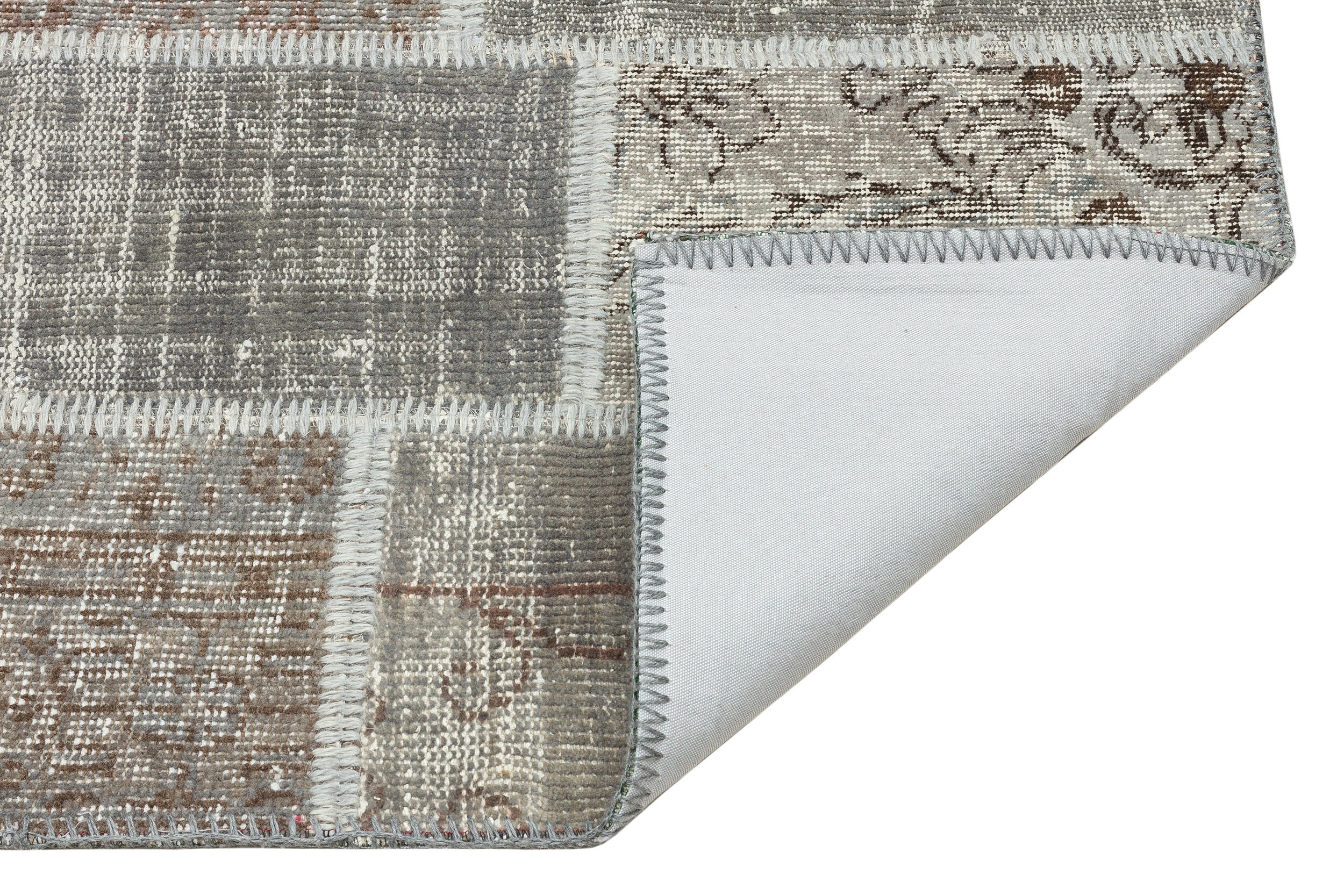 Gray Over Dyed Patchwork Unique Rug 2'7'' x 4'10'' ft 80 x 148 cm