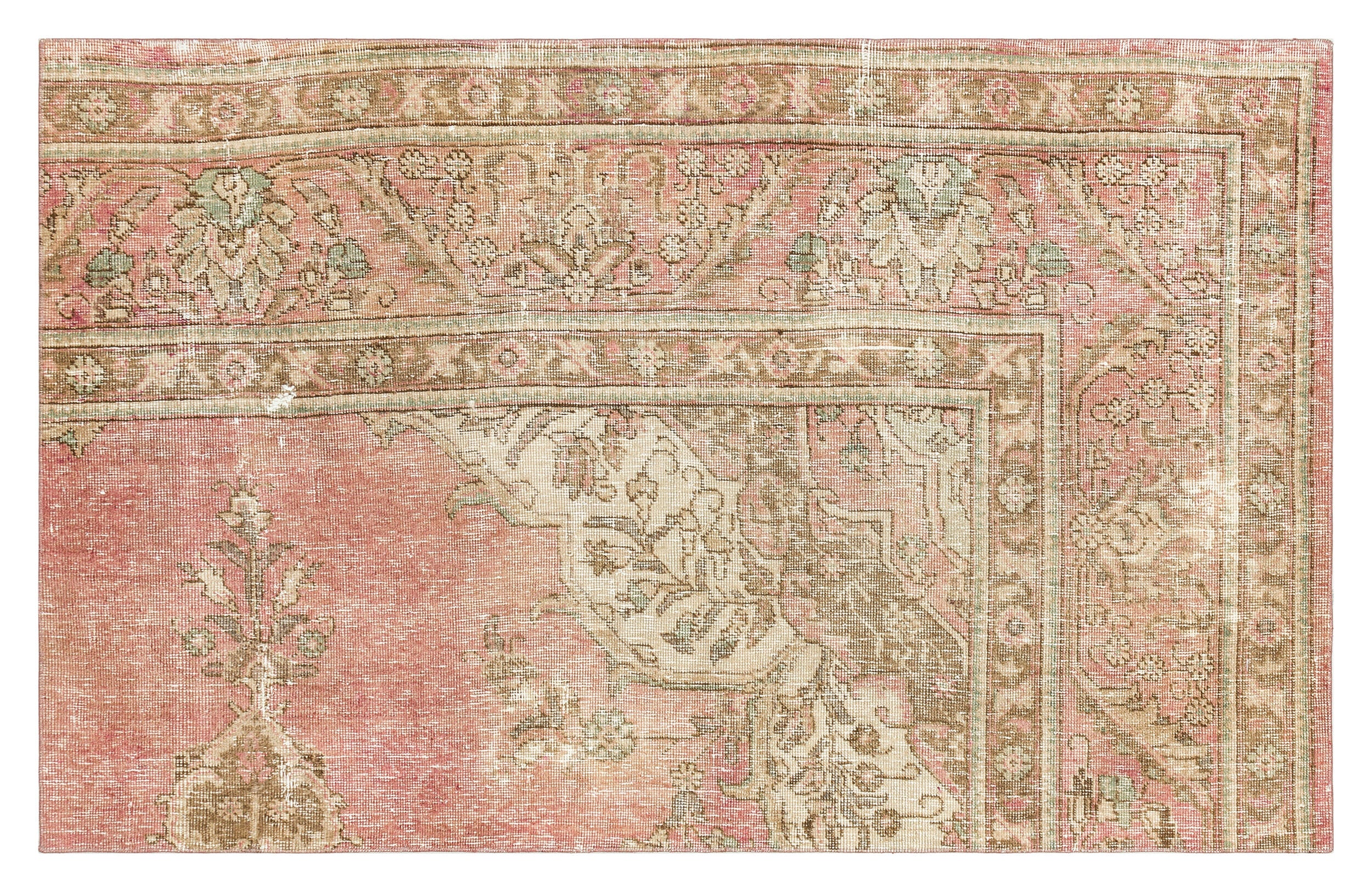 Beige Over Dyed Vintage XLarge Rug 3'8'' x 5'8'' ft 111 x 173 cm