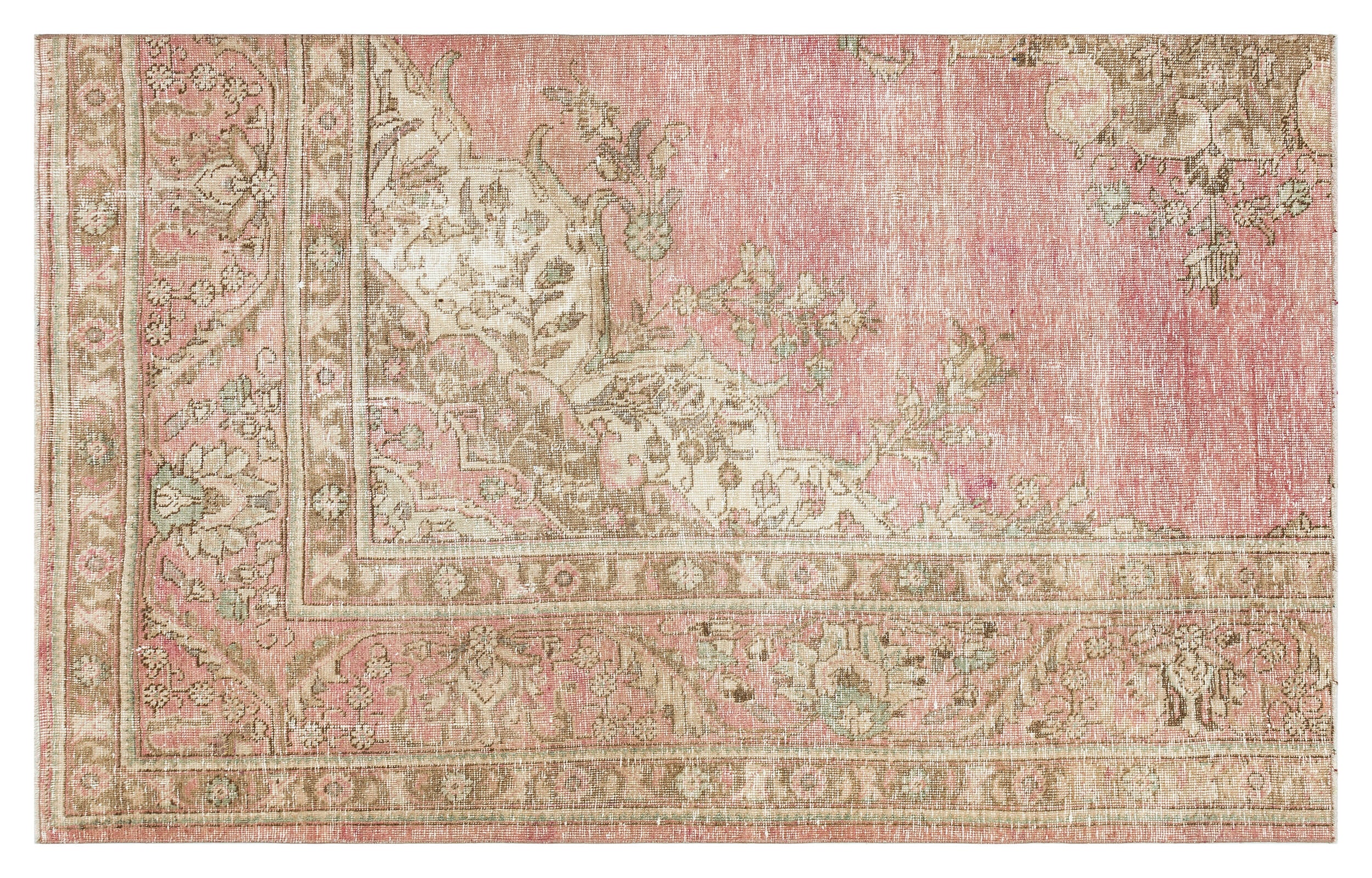 Beige Over Dyed Vintage XLarge Rug 4'0'' x 6'7'' ft 123 x 200 cm