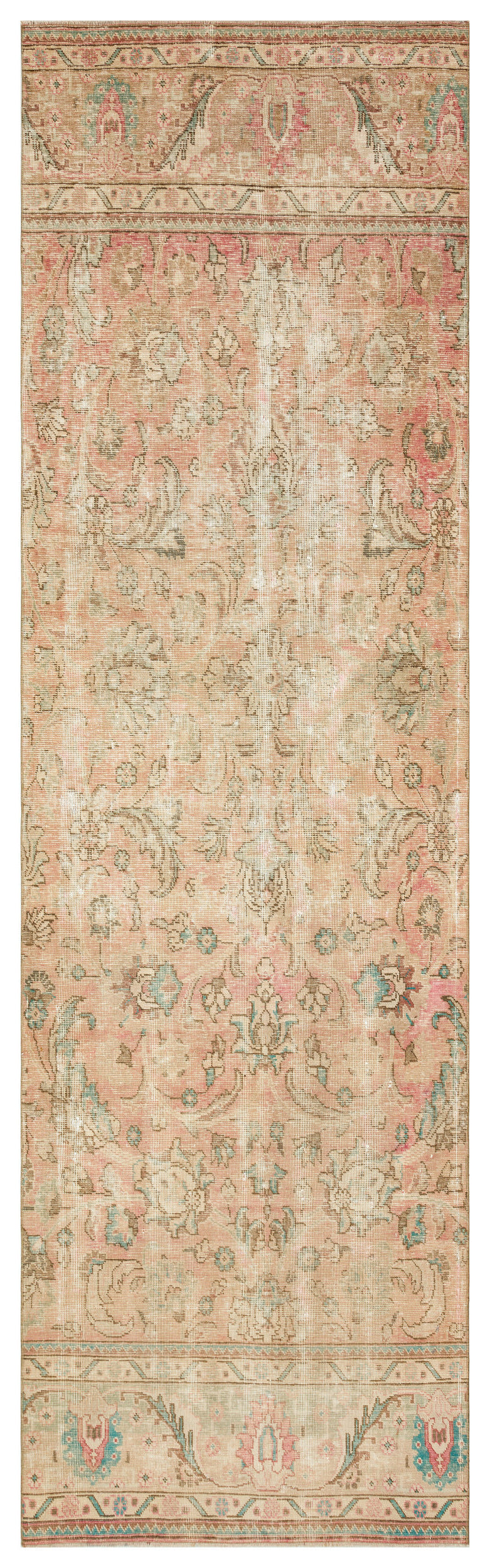 Beige Over Dyed Vintage XLarge Rug 3'10'' x 12'10'' ft 116 x 391 cm