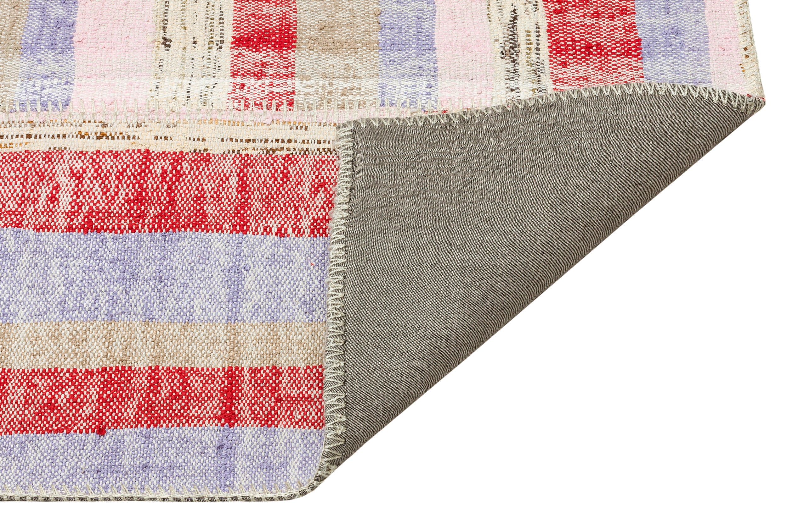 Striped Over Dyed Kilim Patchwork Unique Rug 5'2'' x 7'7'' ft 157 x 232 cm