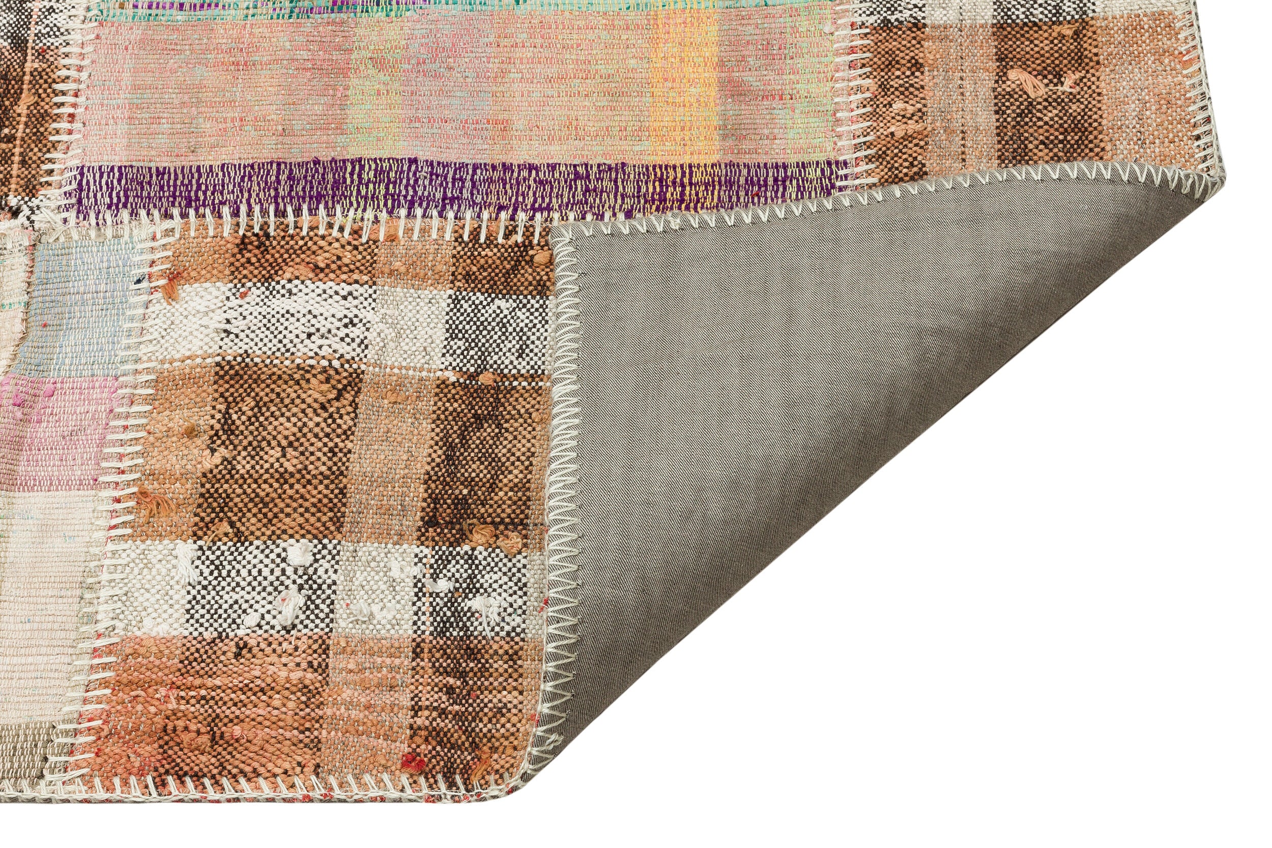 Striped Over Dyed Kilim Patchwork Unique Rug 4'9'' x 6'12'' ft 146 x 213 cm