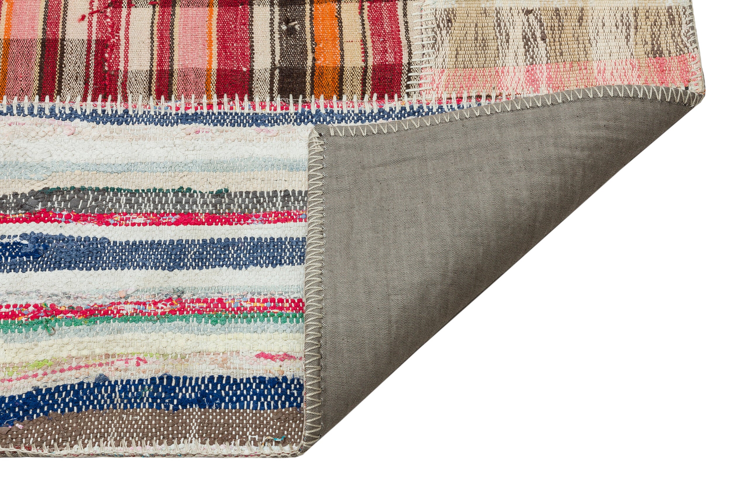 Striped Over Dyed Kilim Patchwork Unique Rug 5'1'' x 7'6'' ft 154 x 228 cm