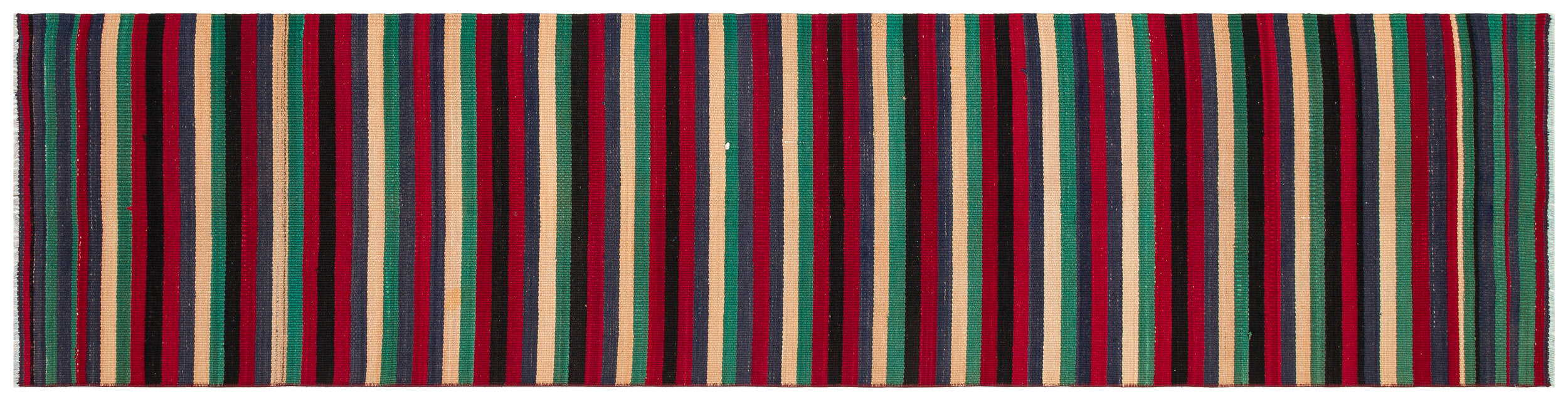 Striped Over Dyed Kilim Rug 2'4'' x 9'6'' ft 72 x 290 cm