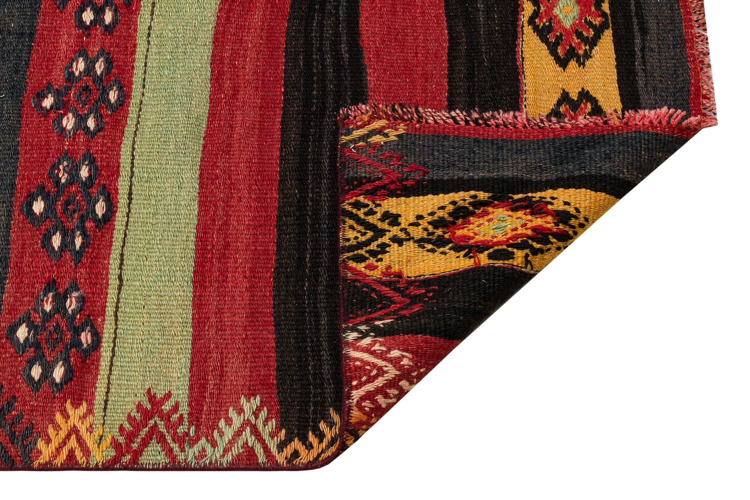 Striped Over Dyed Kilim Rug 3'1'' x 10'2'' ft 94 x 310 cm
