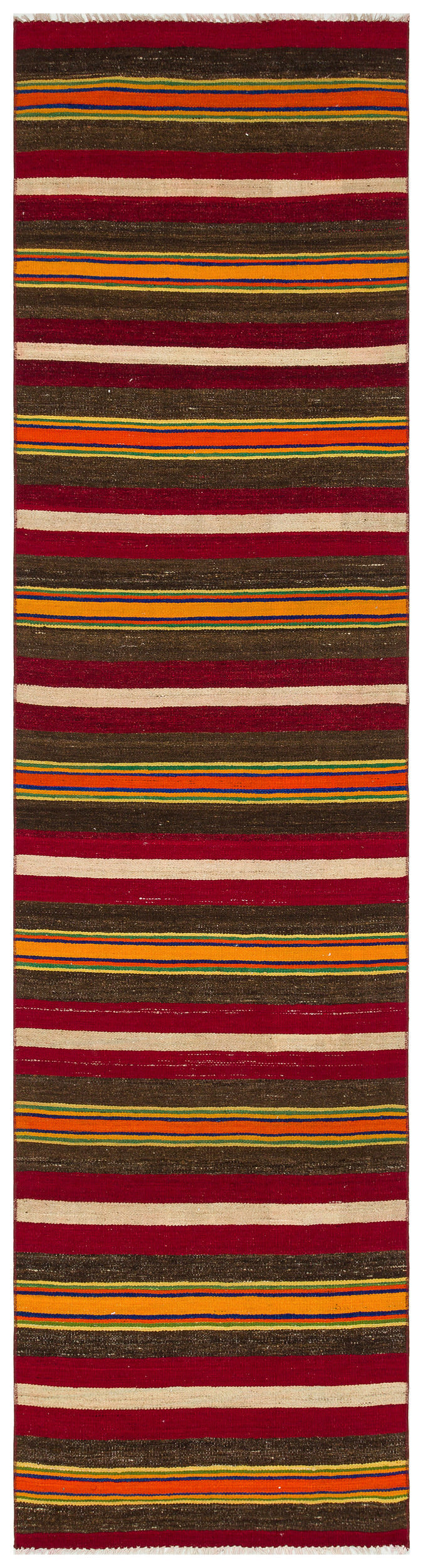 Striped Over Dyed Kilim Rug 2'6'' x 9'5'' ft 75 x 286 cm