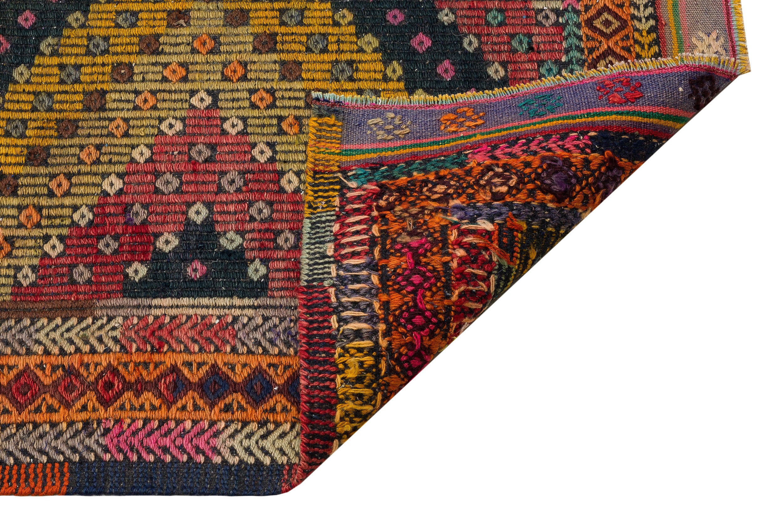 Geometric Over Dyed Kilim Rug 5'5'' x 9'3'' ft 166 x 282 cm