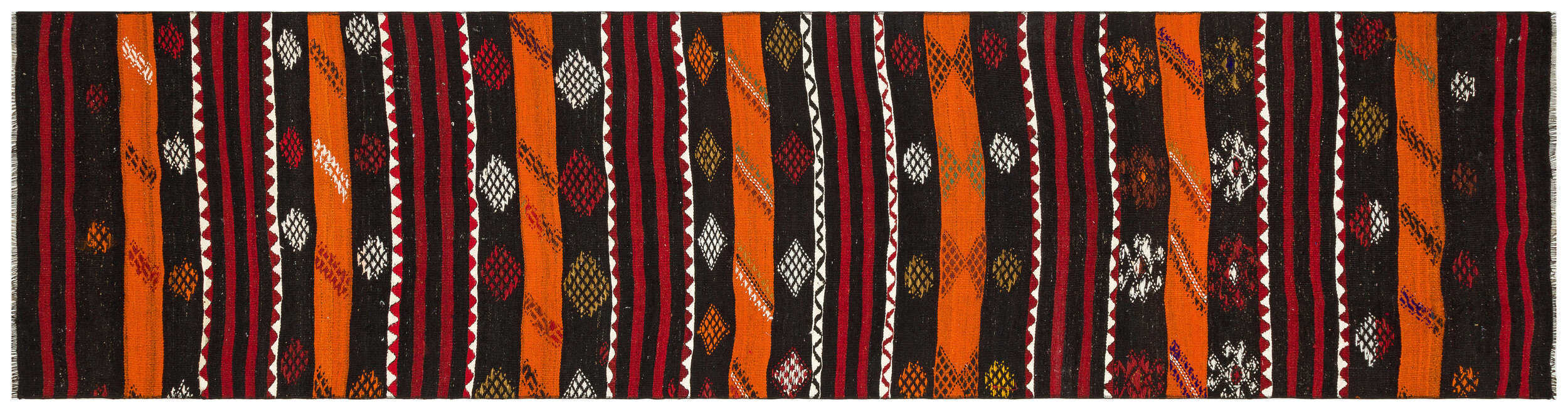 Striped Over Dyed Kilim Rug 2'9'' x 10'11'' ft 85 x 334 cm