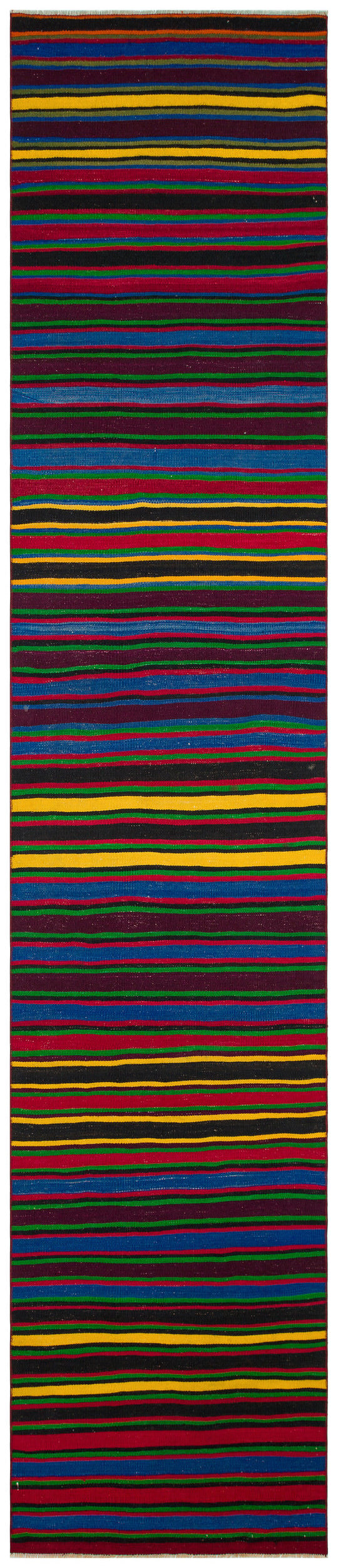 Striped Over Dyed Kilim Rug 2'8'' x 13'0'' ft 82 x 397 cm