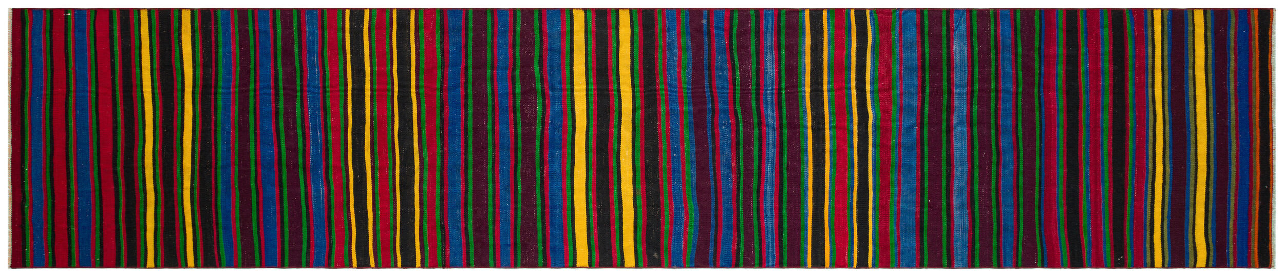 Striped Over Dyed Kilim Rug 2'8'' x 13'0'' ft 82 x 397 cm