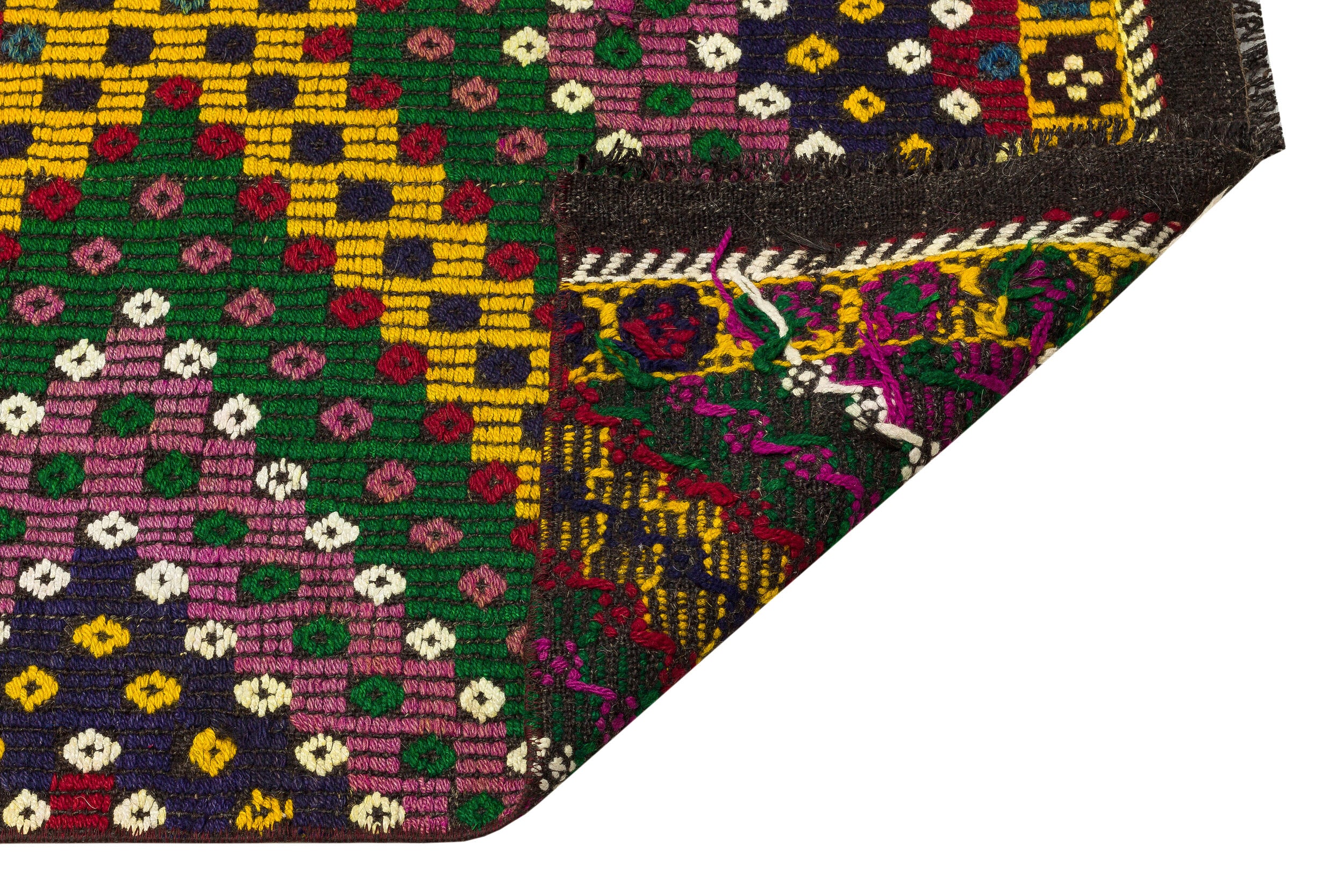 Geometric Over Dyed Kilim Rug 3'1'' x 11'3'' ft 93 x 344 cm