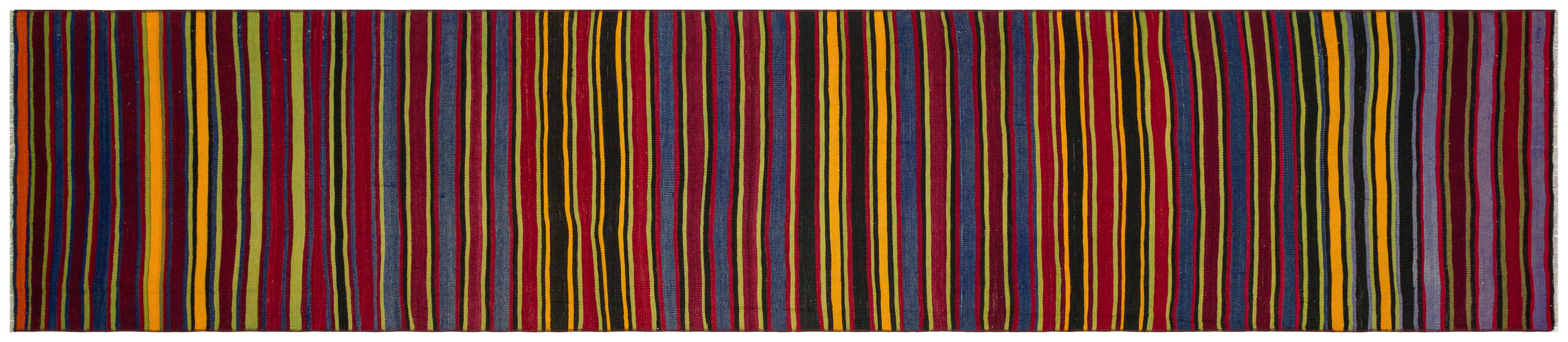 Striped Over Dyed Kilim Rug 2'9'' x 13'2'' ft 84 x 402 cm