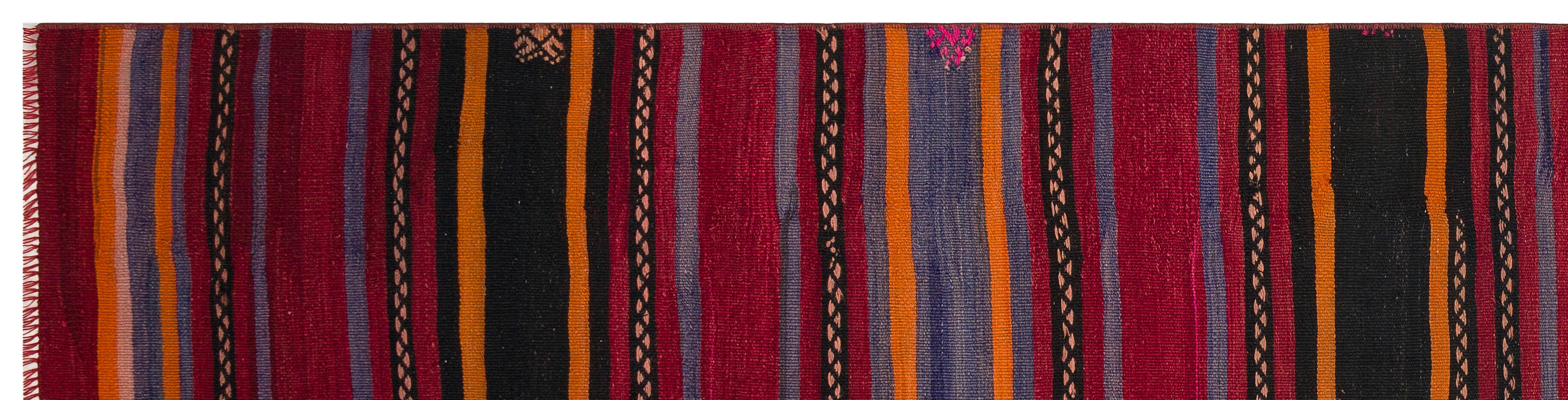 Striped Over Dyed Kilim Rug 2'8'' x 10'12'' ft 82 x 335 cm