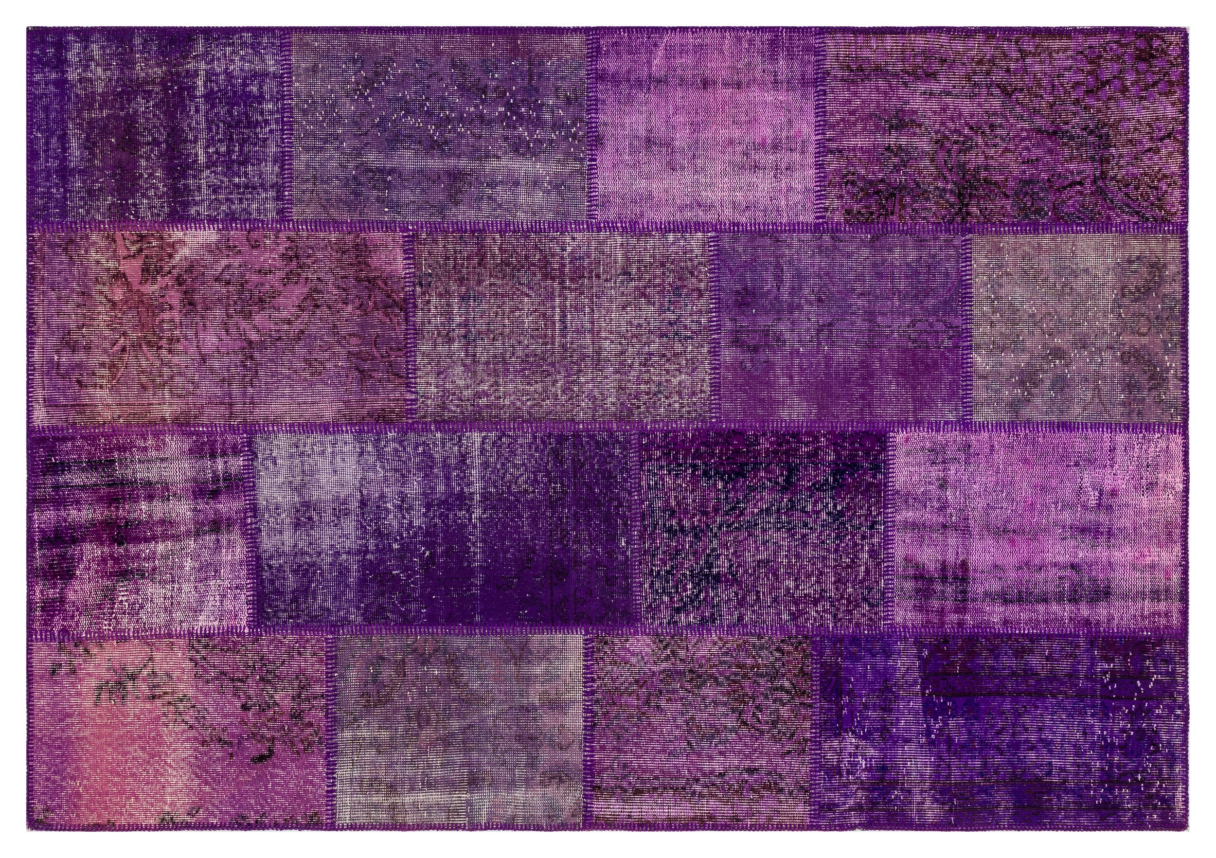Purple Over Dyed Patchwork Unique Rug 5'4'' x 7'7'' ft 162 x 231 cm