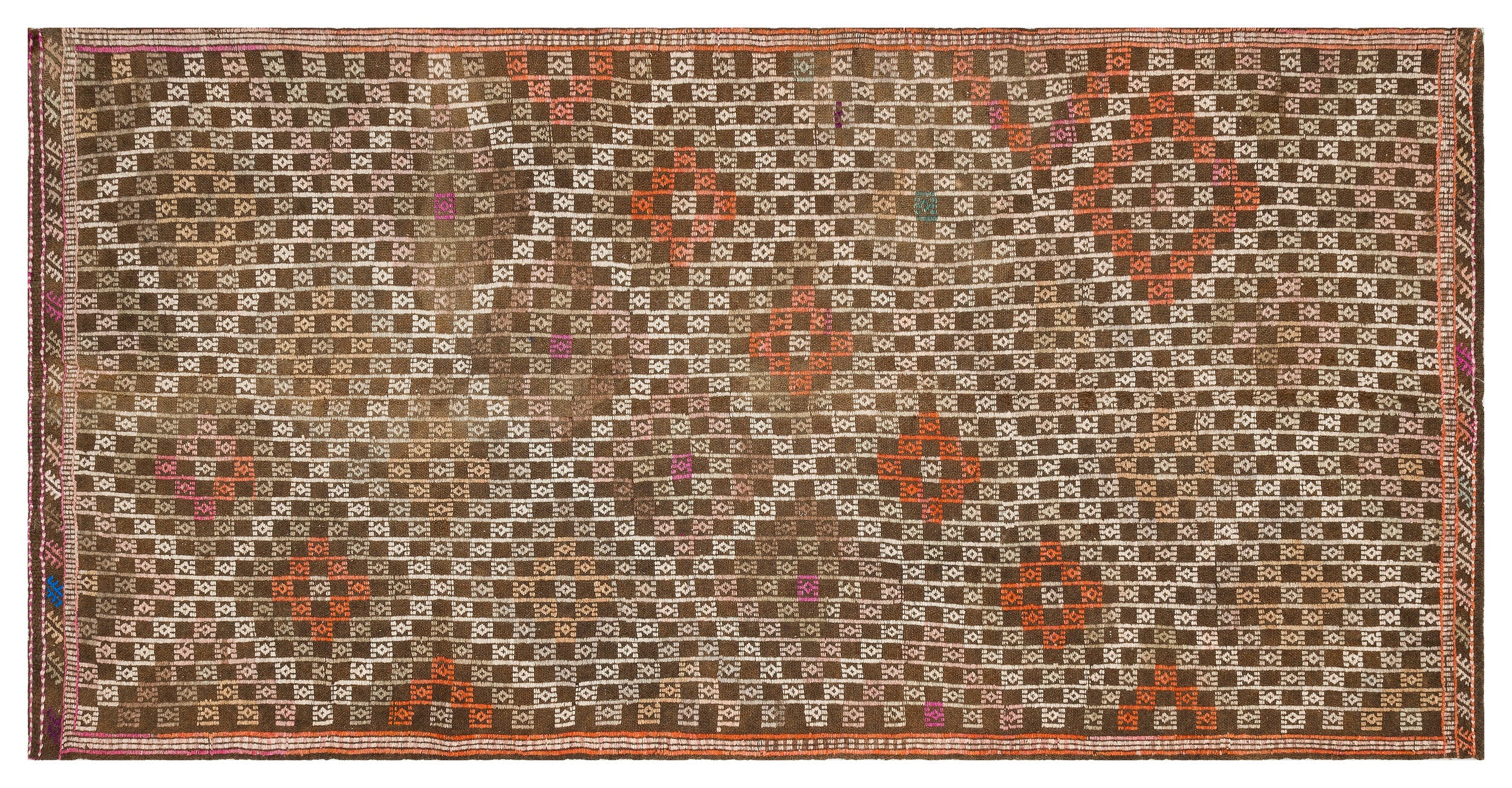 Geometric Over Dyed Kilim Rug 4'6'' x 9'4'' ft 138 x 285 cm