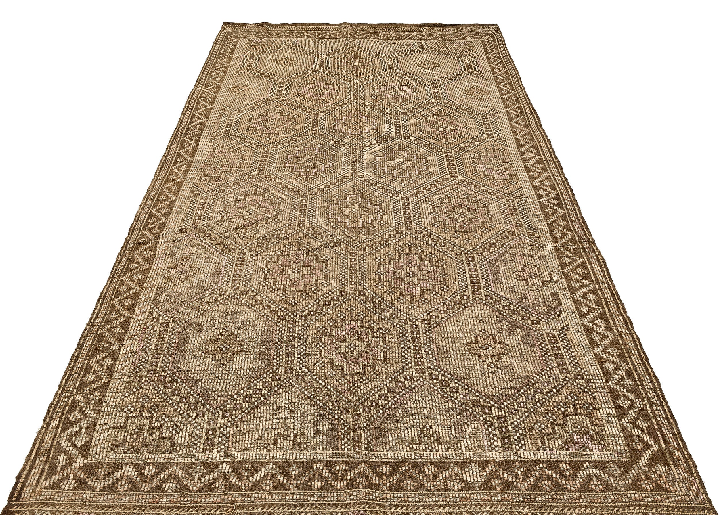 Geometric Over Dyed Kilim Rug 5'5'' x 10'3'' ft 166 x 313 cm