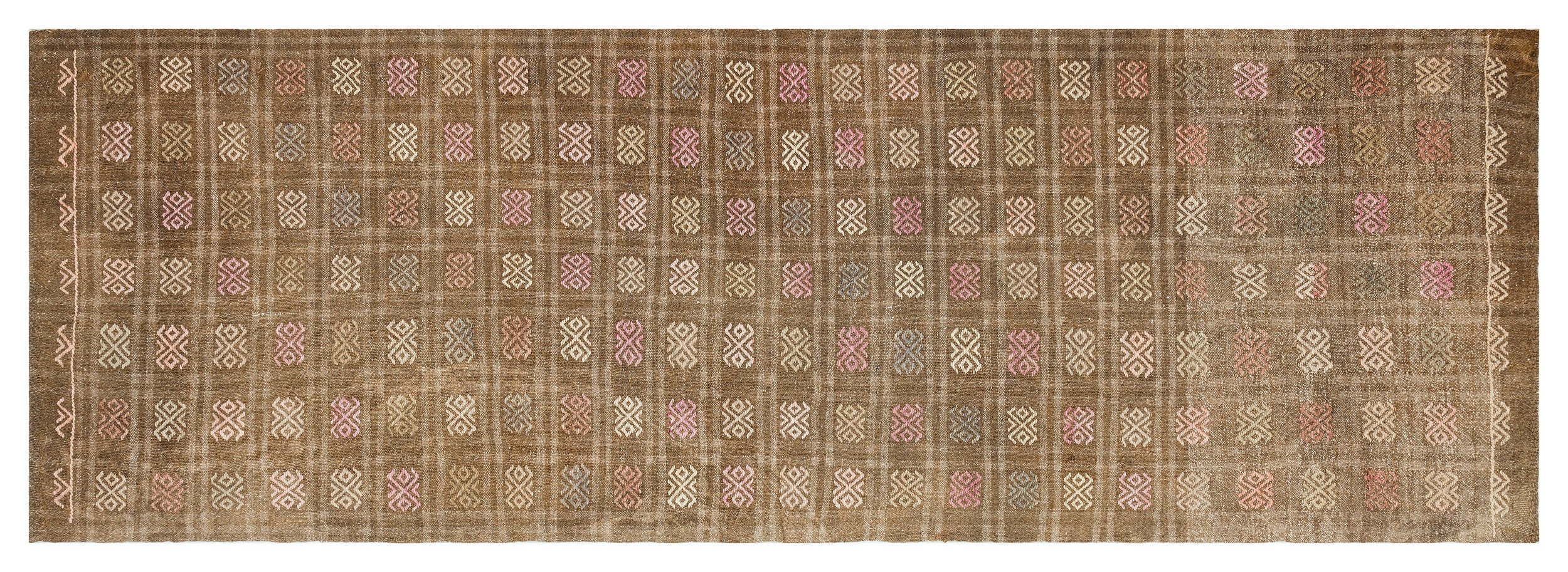 Geometric Over Dyed Kilim Rug 3'1'' x 8'12'' ft 95 x 274 cm