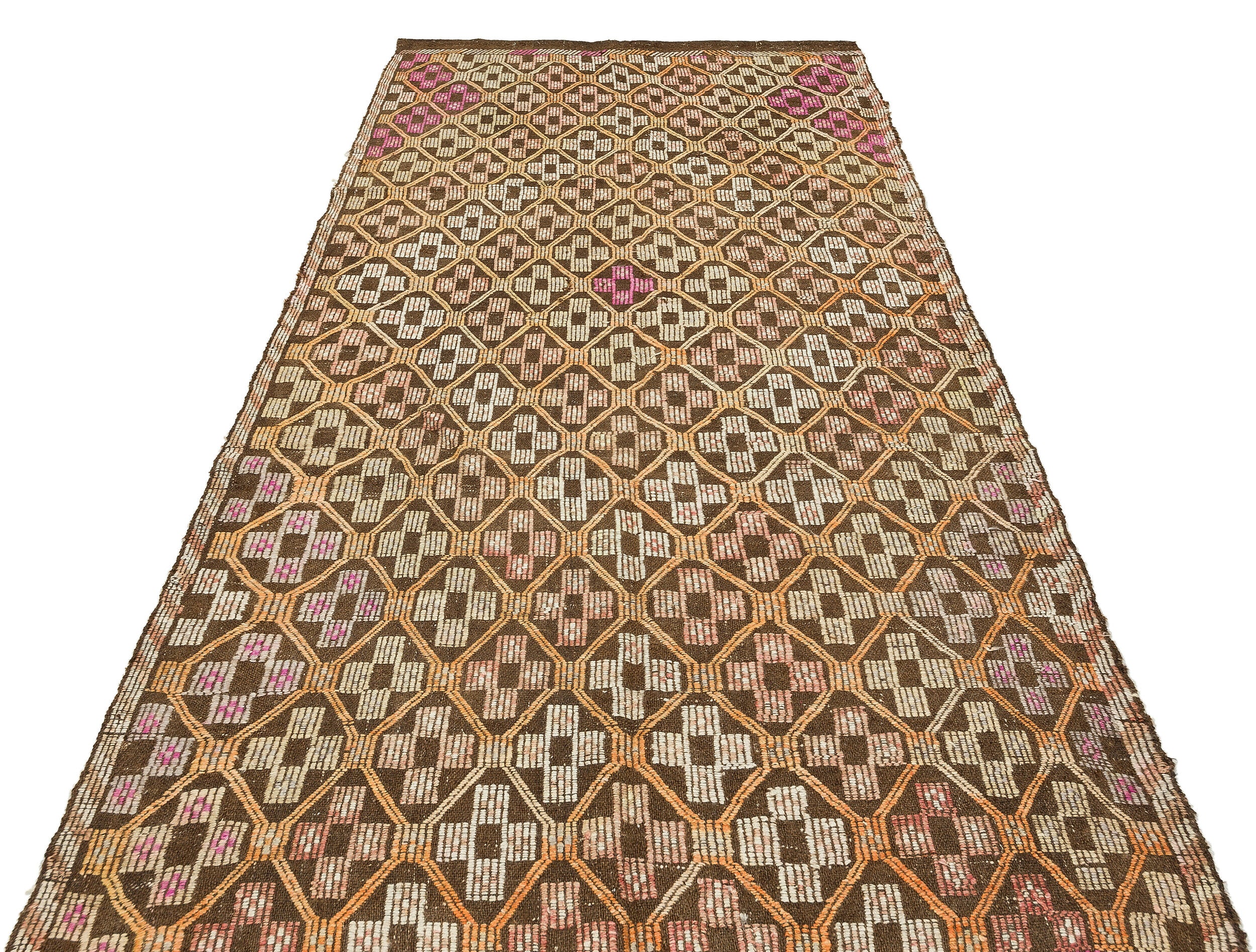 Geometric Over Dyed Kilim Rug 4'11'' x 9'4'' ft 150 x 285 cm