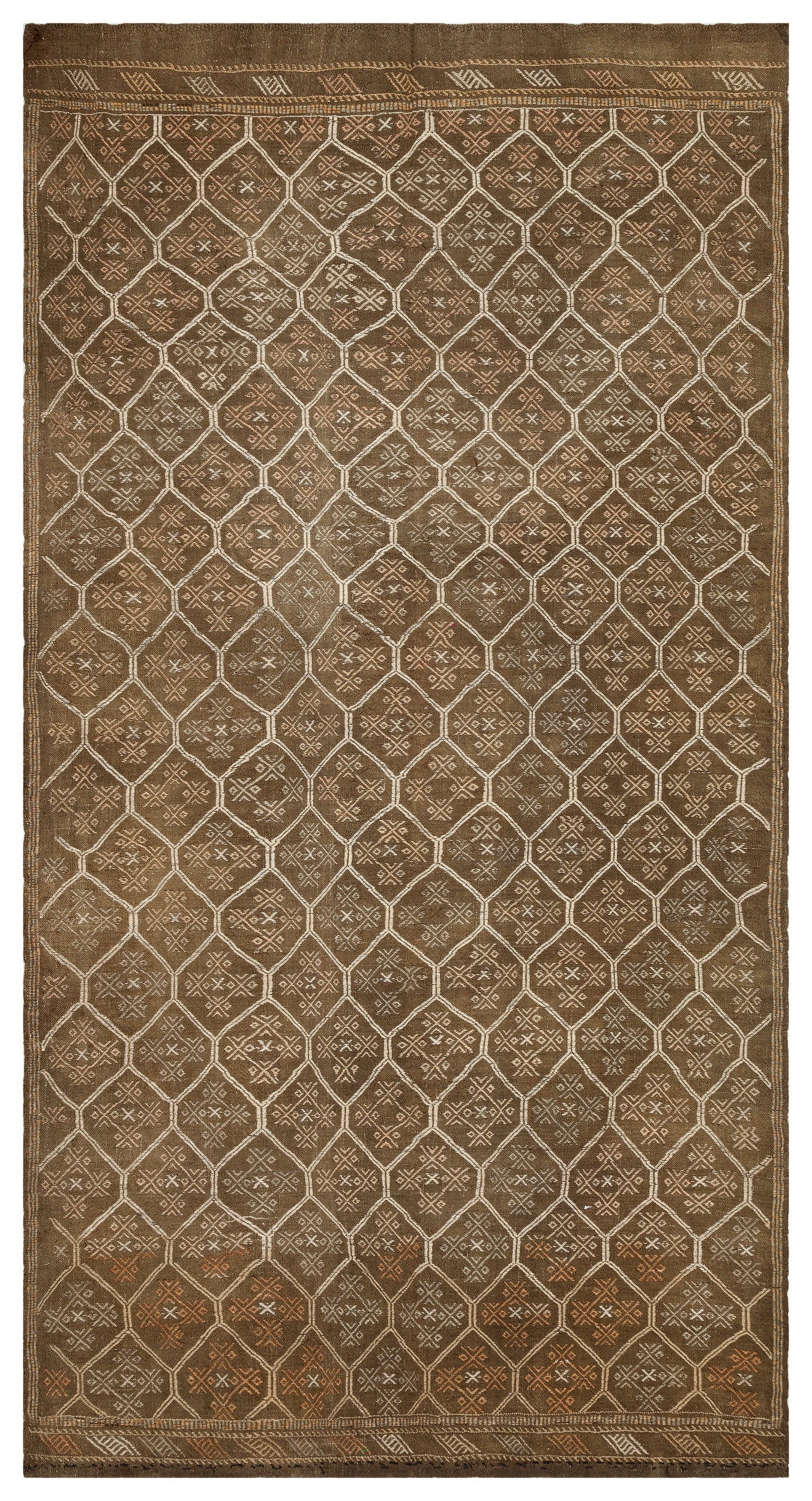 Geometric Over Dyed Kilim Rug 5'12'' x 10'11'' ft 182 x 332 cm