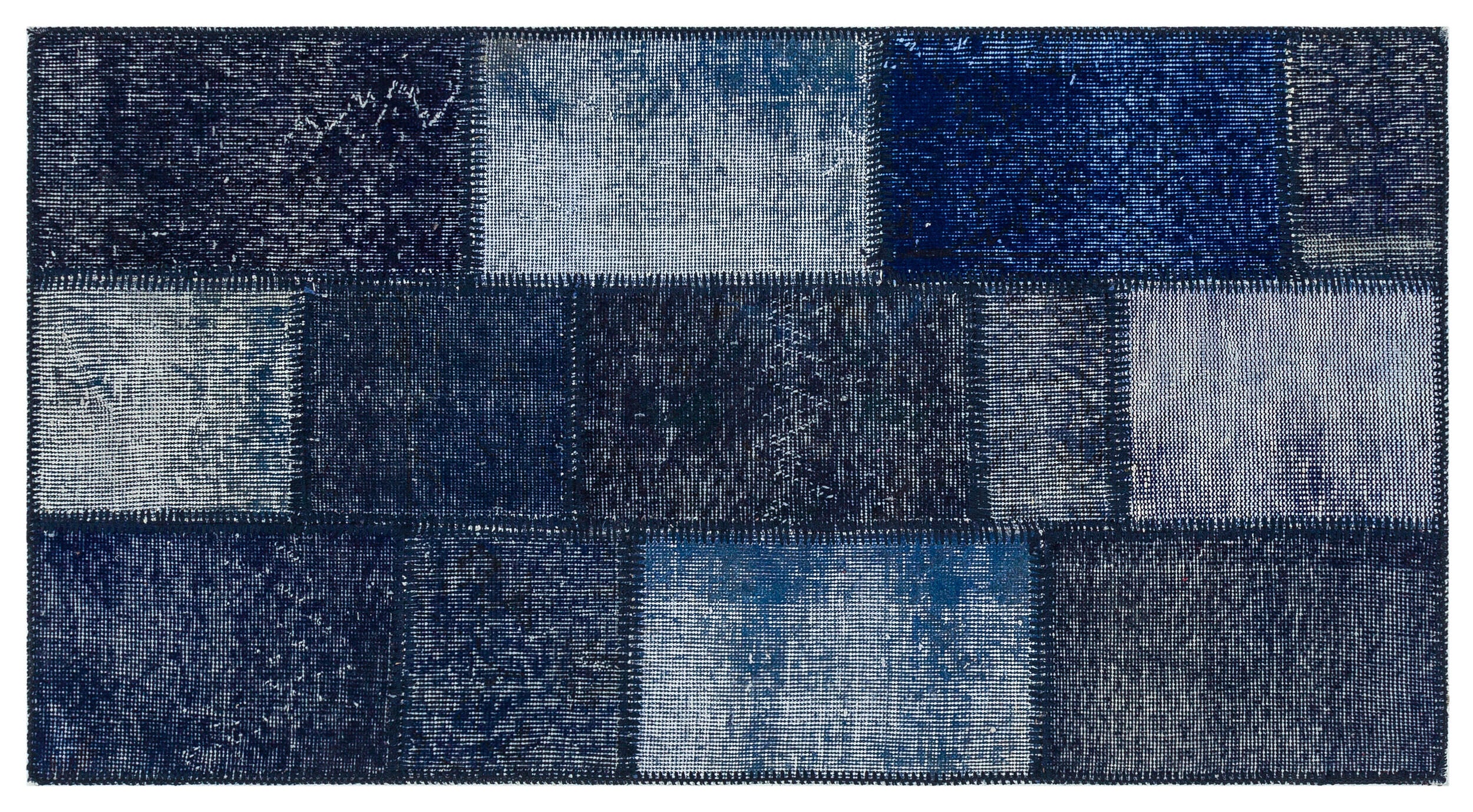Black Over Dyed Patchwork Unique Rug 2'7'' x 4'10'' ft 78 x 148 cm