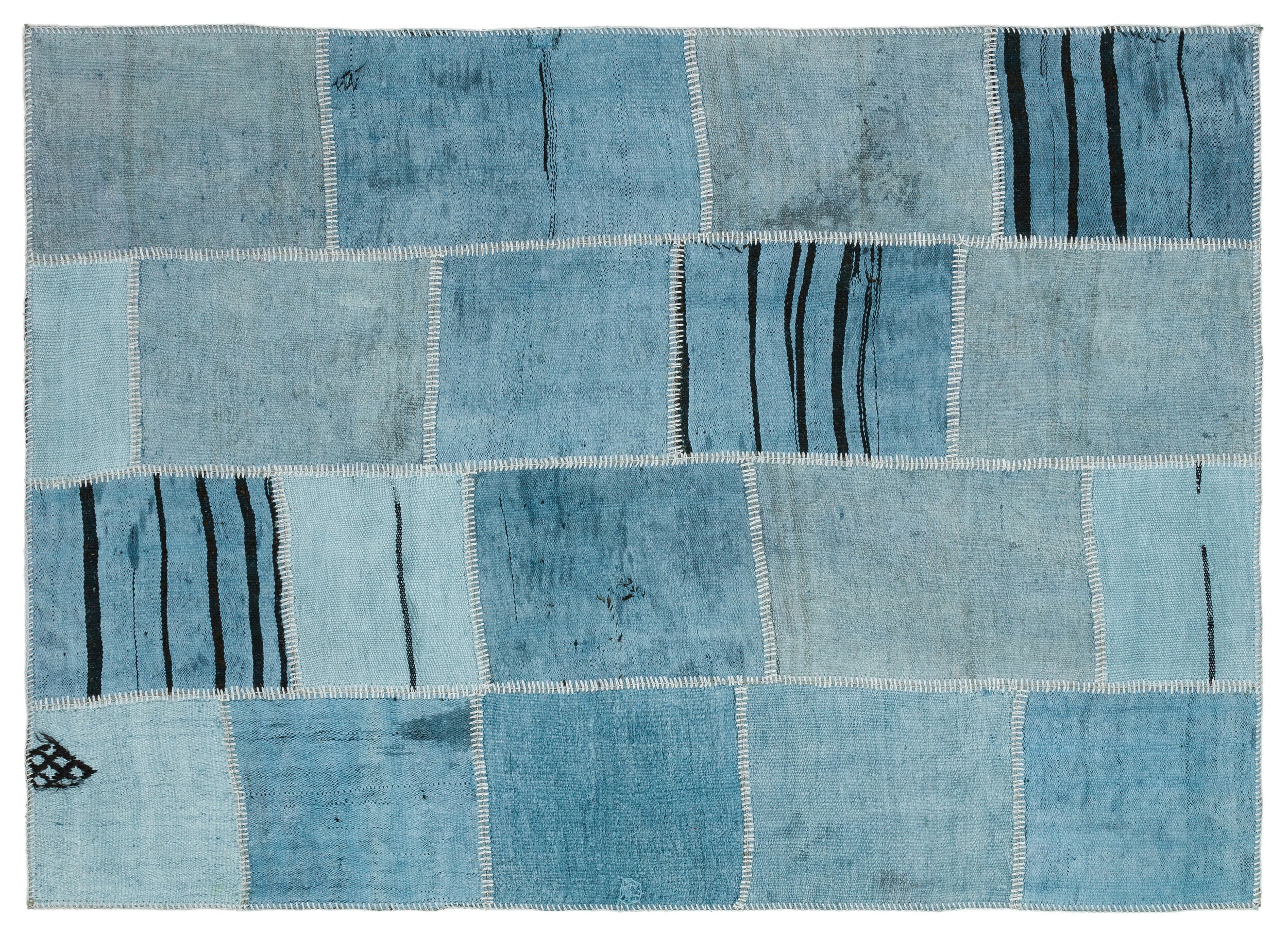 Natural Vintage Hemp Patchwork Rug 5'3'' x 7'3'' ft 159 x 222 cm