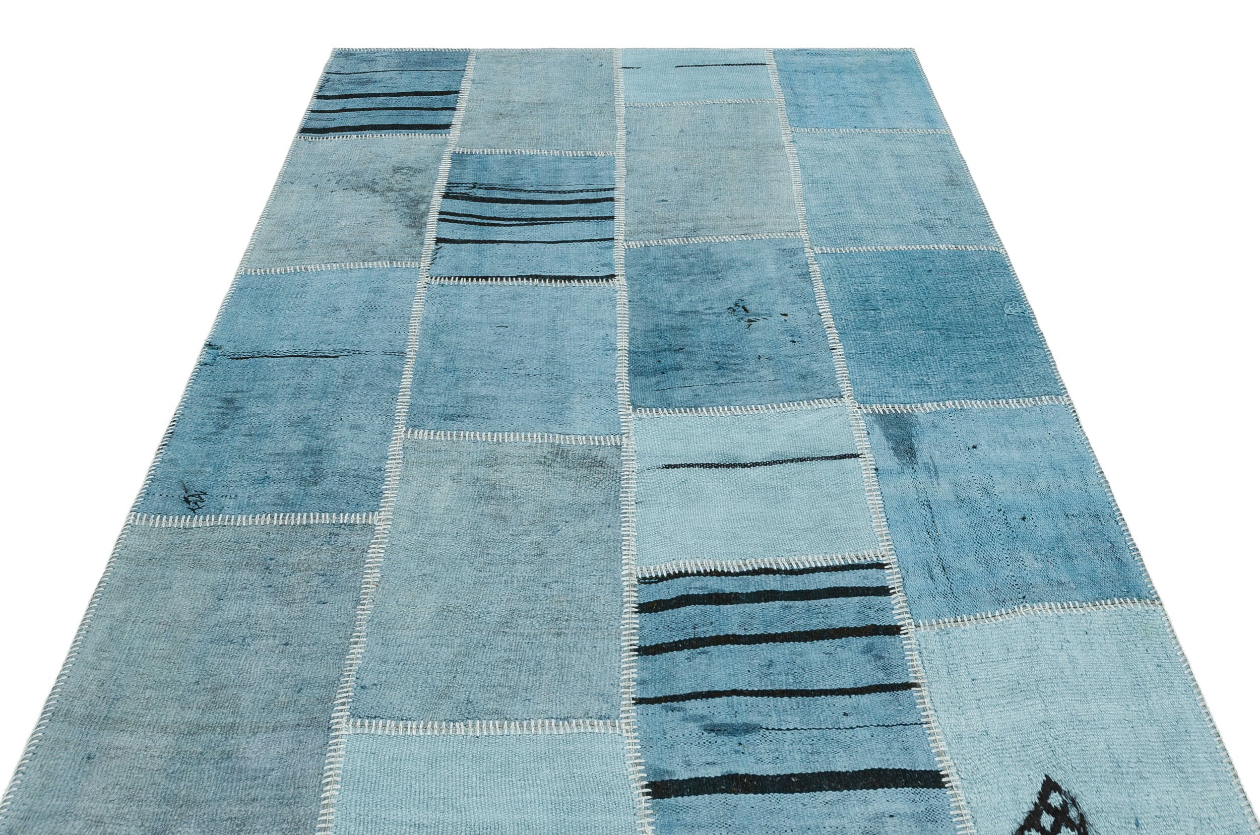 Natural Vintage Hemp Patchwork Rug 5'3'' x 7'3'' ft 159 x 222 cm