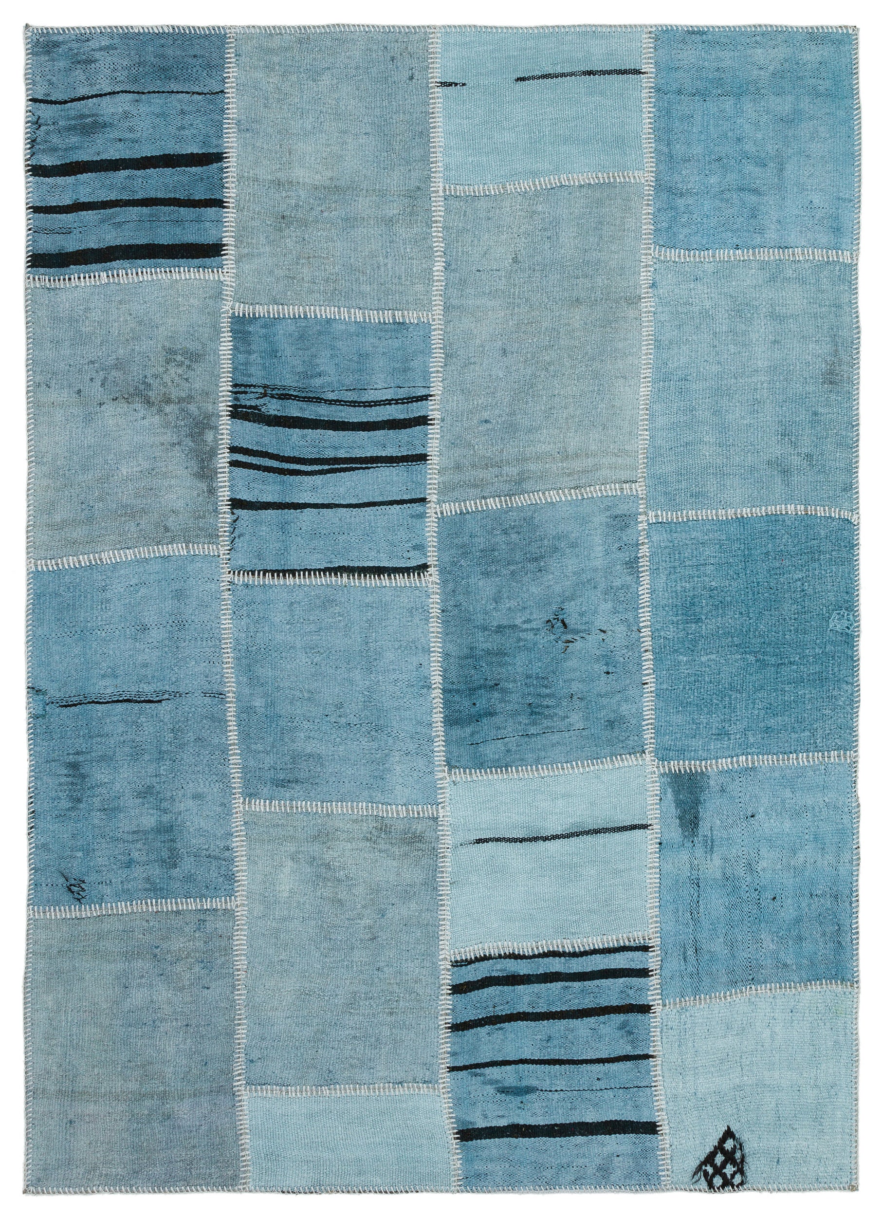 Natural Vintage Hemp Patchwork Rug 5'3'' x 7'3'' ft 159 x 222 cm
