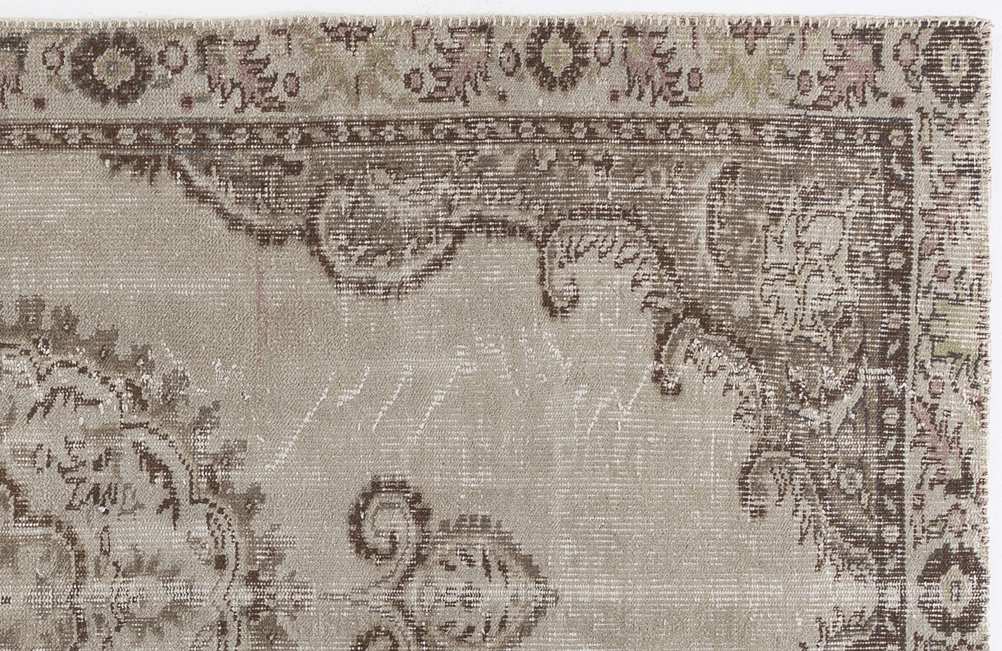 Beige Over Dyed Vintage Rug 4'9'' x 8'10'' ft 145 x 270 cm
