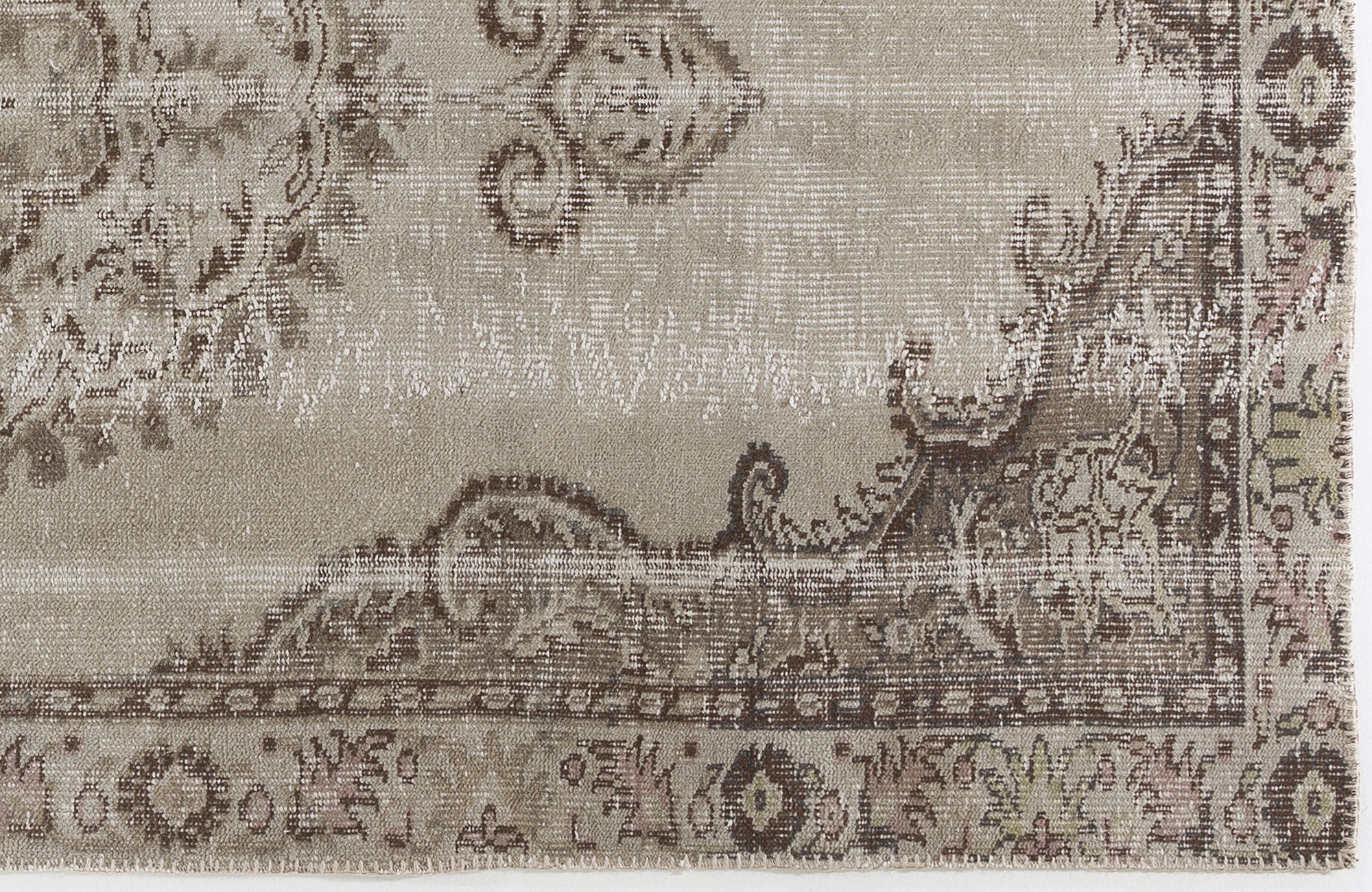 Beige Over Dyed Vintage Rug 4'9'' x 8'10'' ft 145 x 270 cm