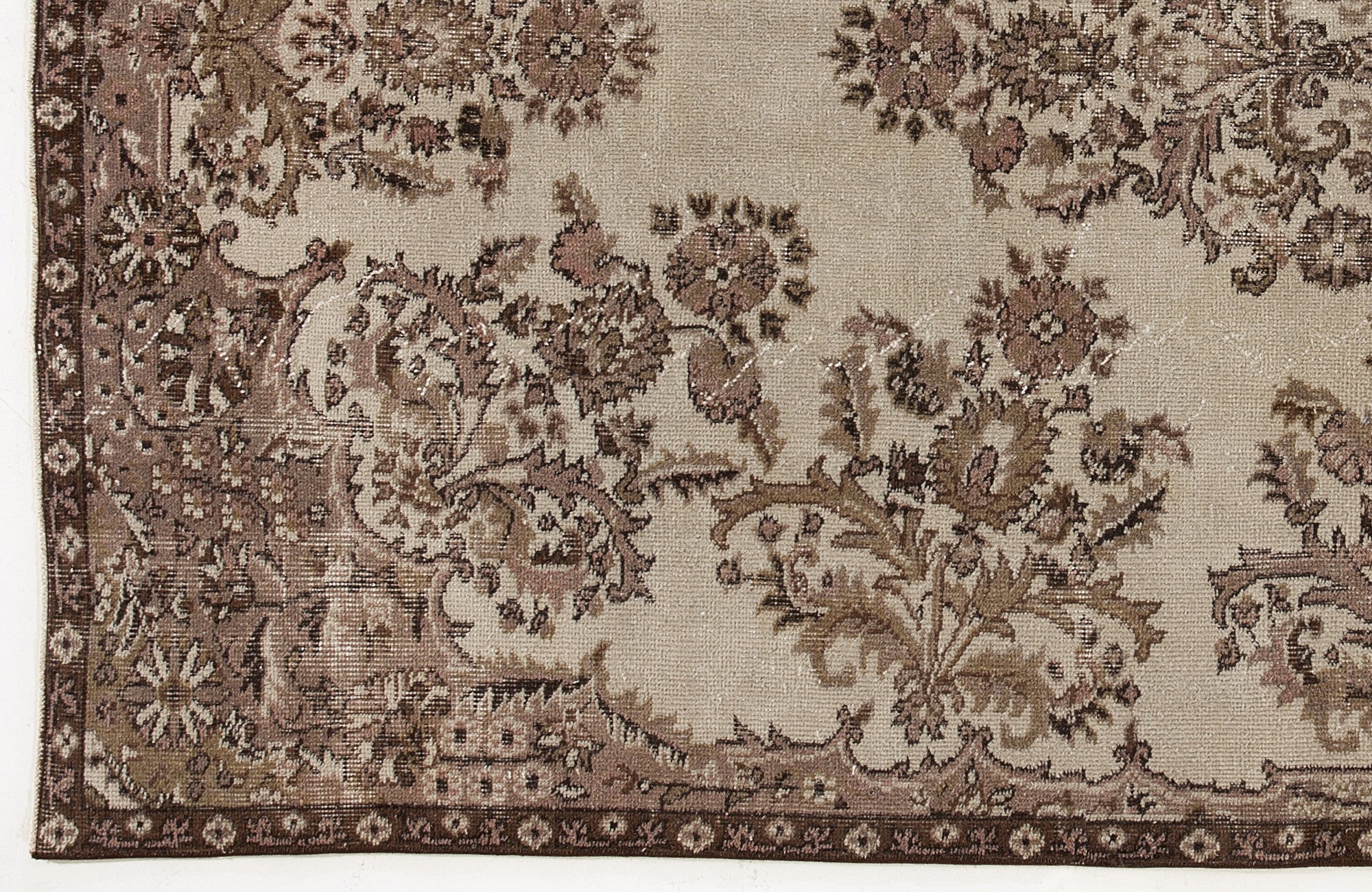 Beige Over Dyed Vintage Rug 5'4'' x 8'12'' ft 162 x 274 cm