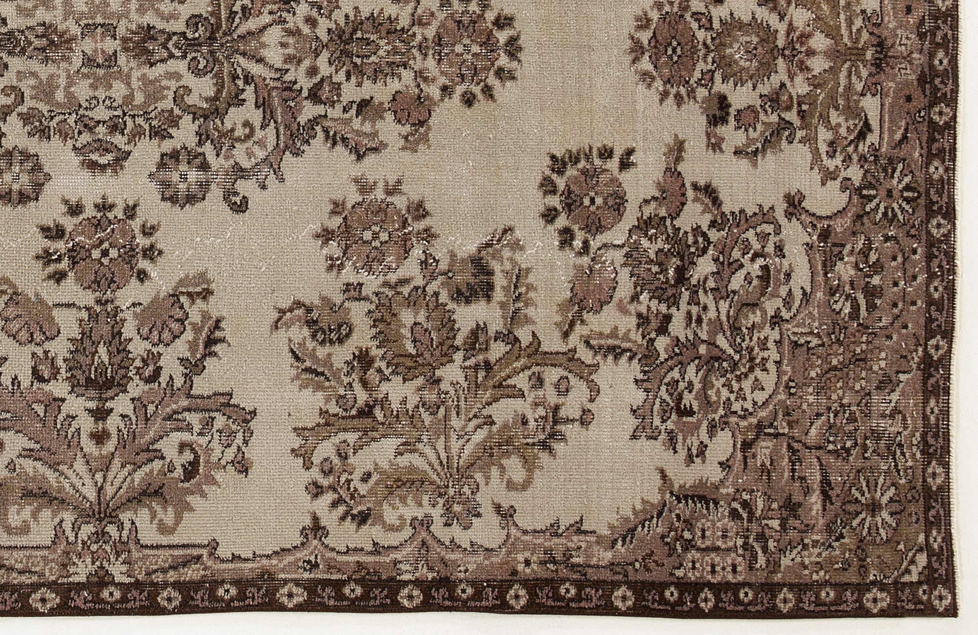 Beige Over Dyed Vintage Rug 5'4'' x 8'12'' ft 162 x 274 cm