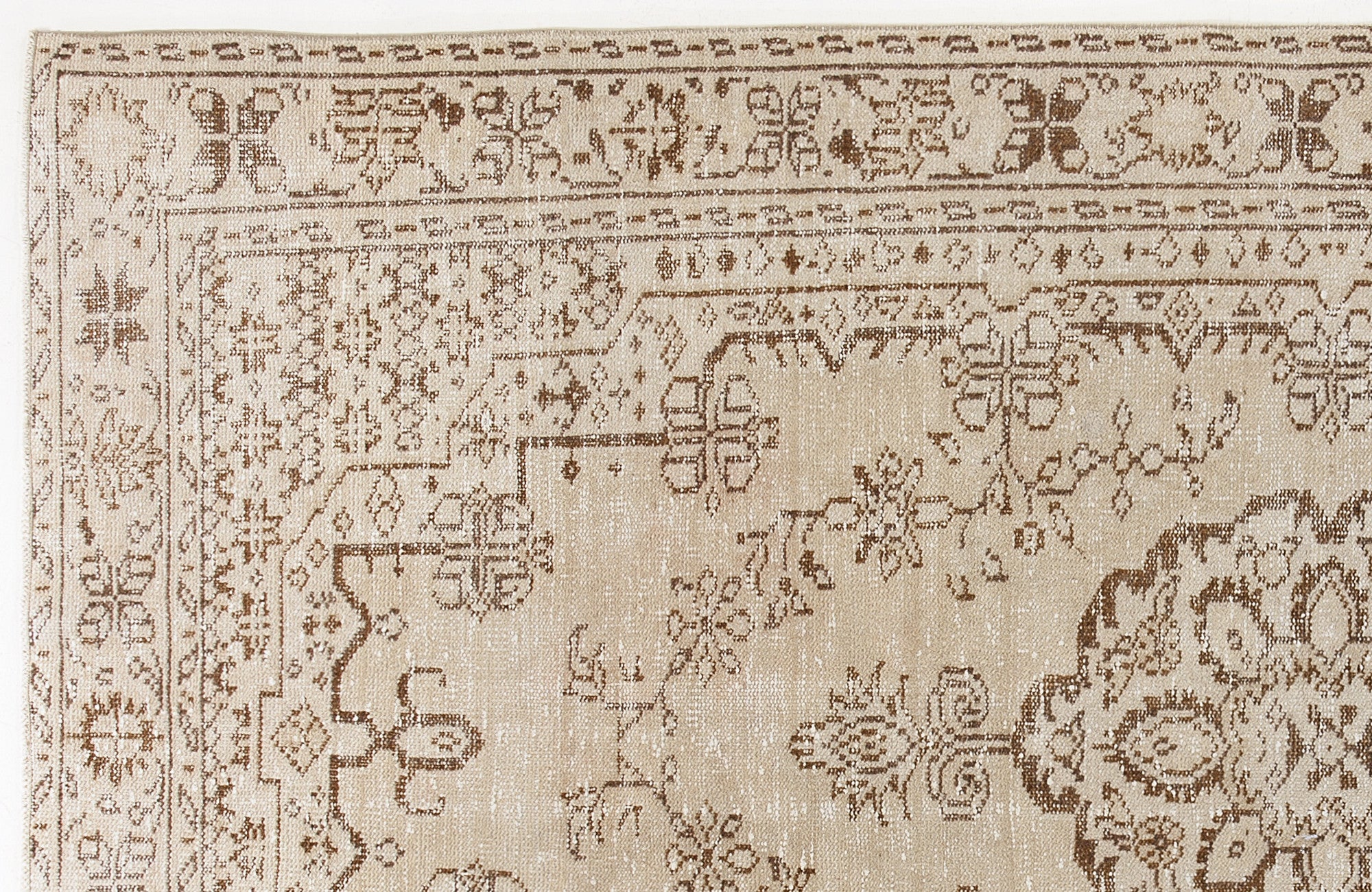 Beige Over Dyed Vintage Rug 4'12'' x 9'2'' ft 152 x 280 cm