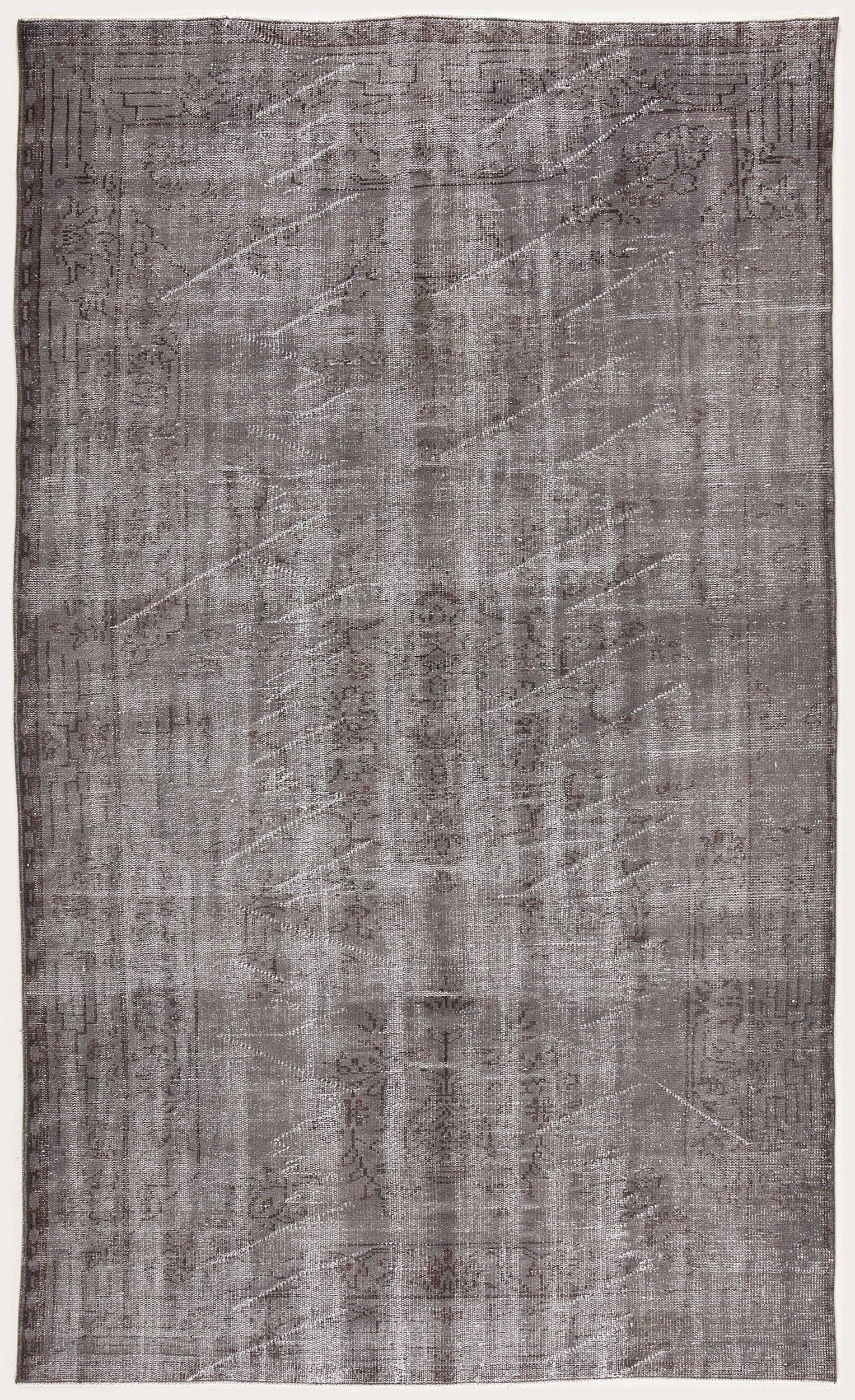 Gray Over Dyed Vintage Rug 5'7'' x 9'5'' ft 171 x 286 cm