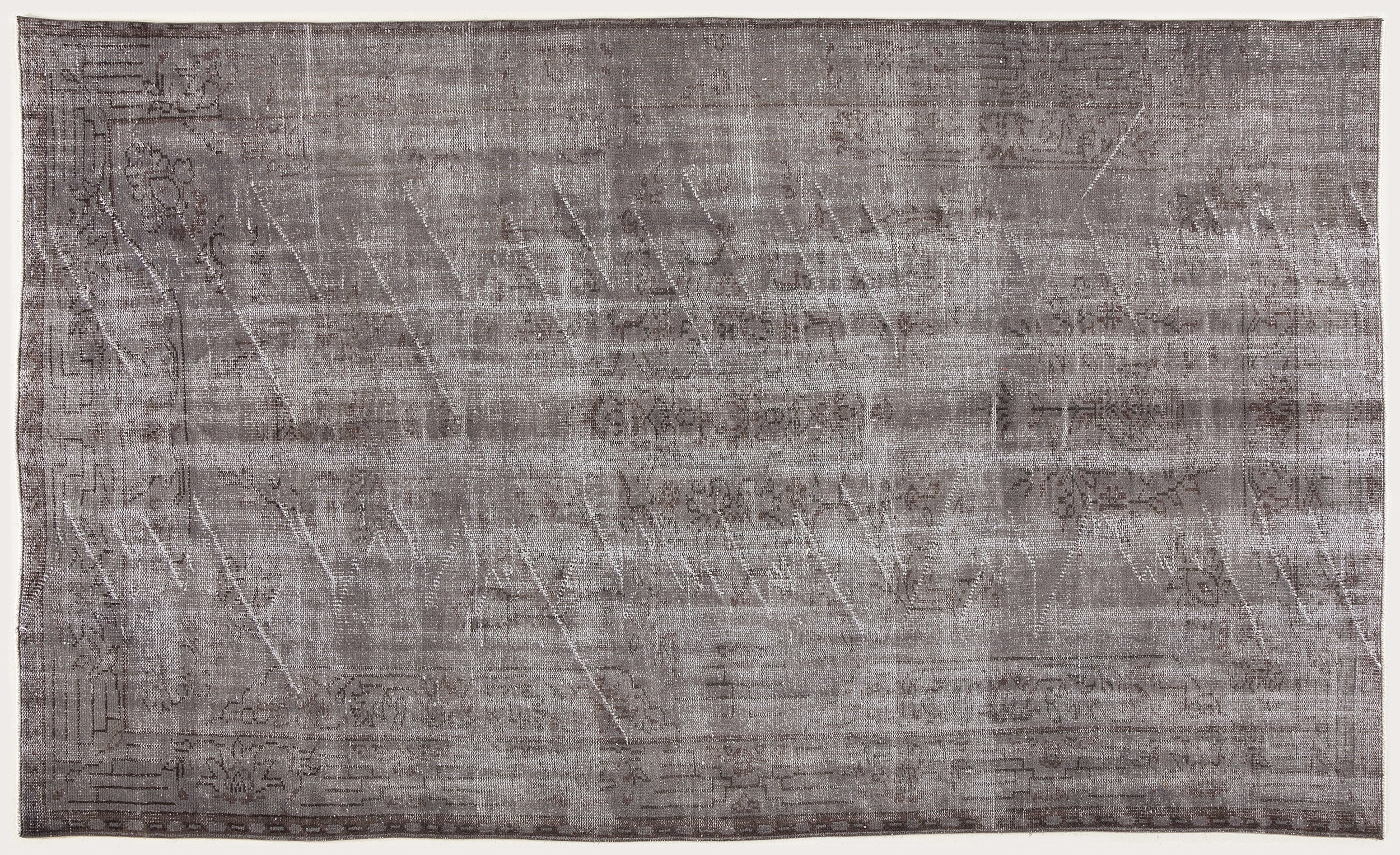 Gray Over Dyed Vintage Rug 5'7'' x 9'5'' ft 171 x 286 cm