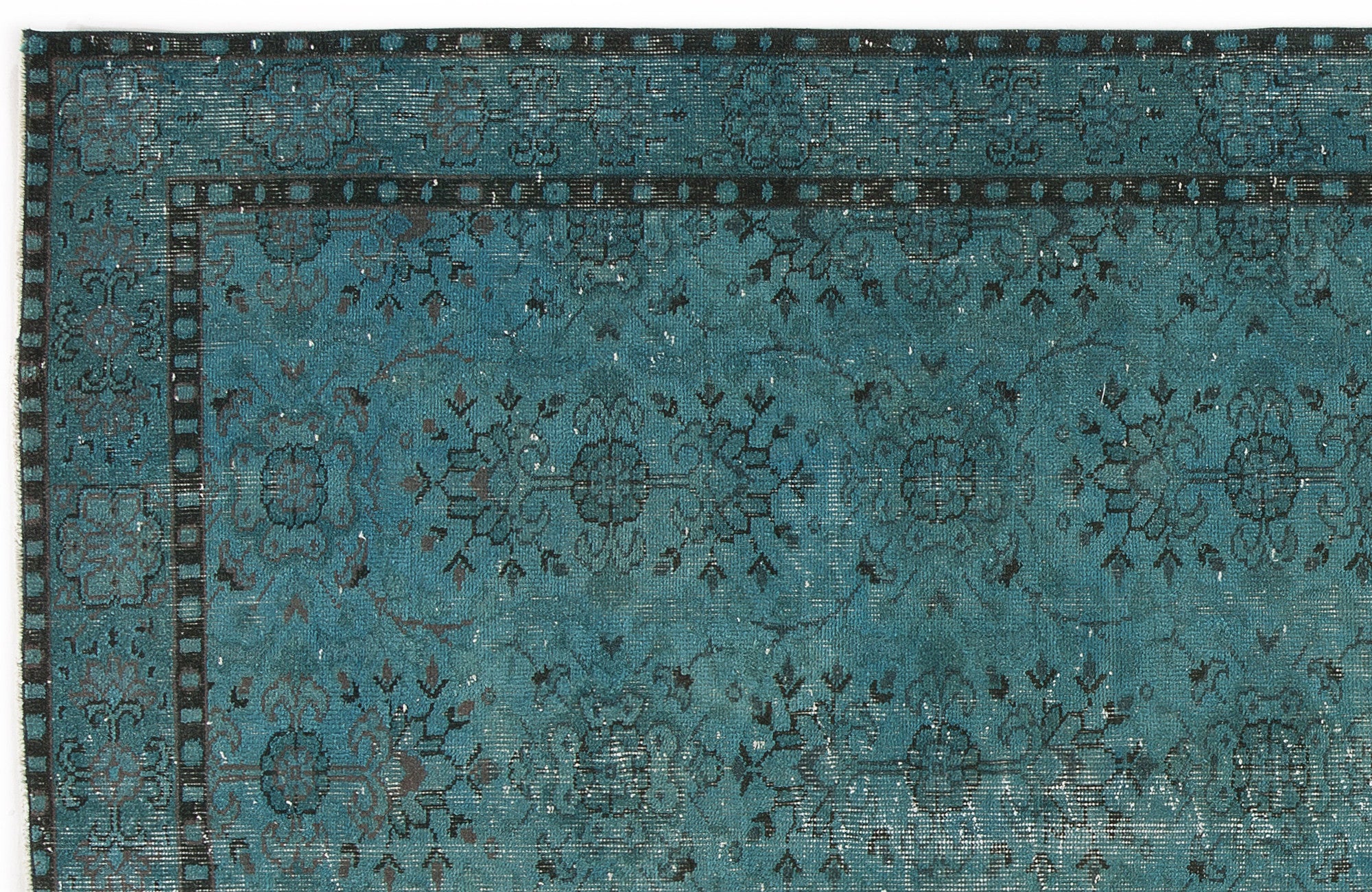 Turquoise Over Dyed Vintage Rug 5'1'' x 8'12'' ft 154 x 274 cm