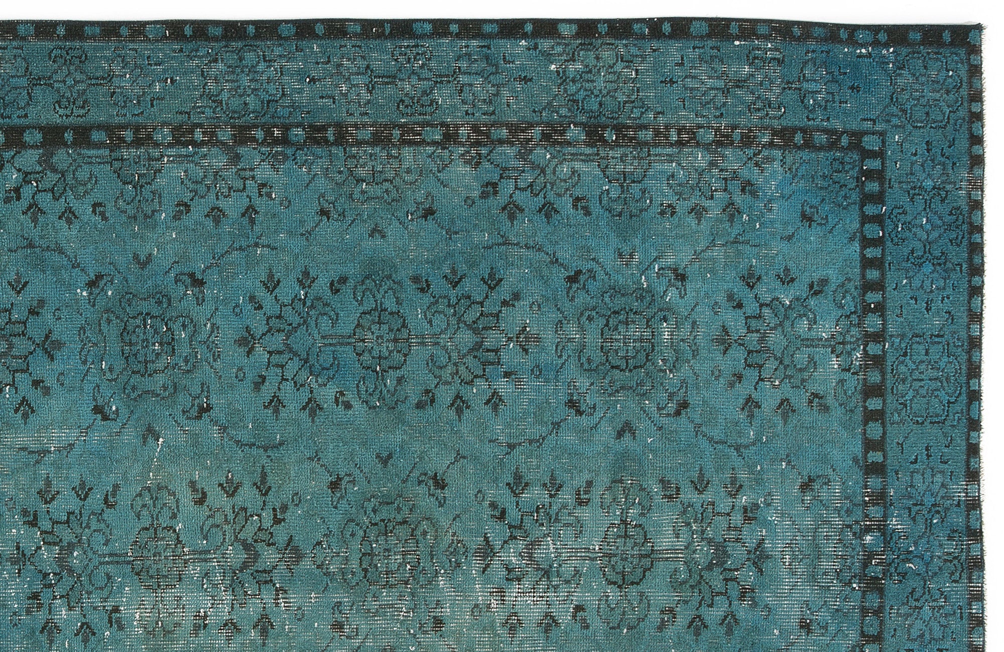 Turquoise Over Dyed Vintage Rug 5'1'' x 8'12'' ft 154 x 274 cm