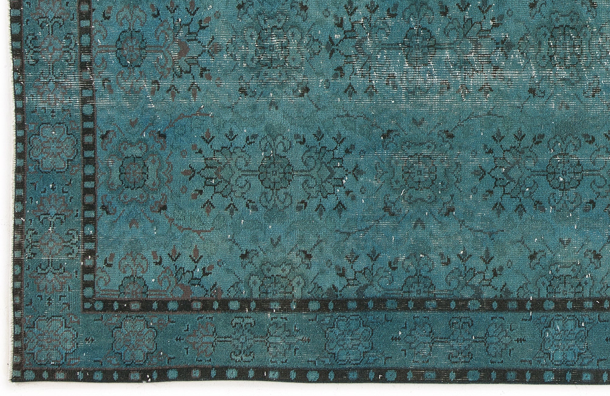 Turquoise Over Dyed Vintage Rug 5'1'' x 8'12'' ft 154 x 274 cm