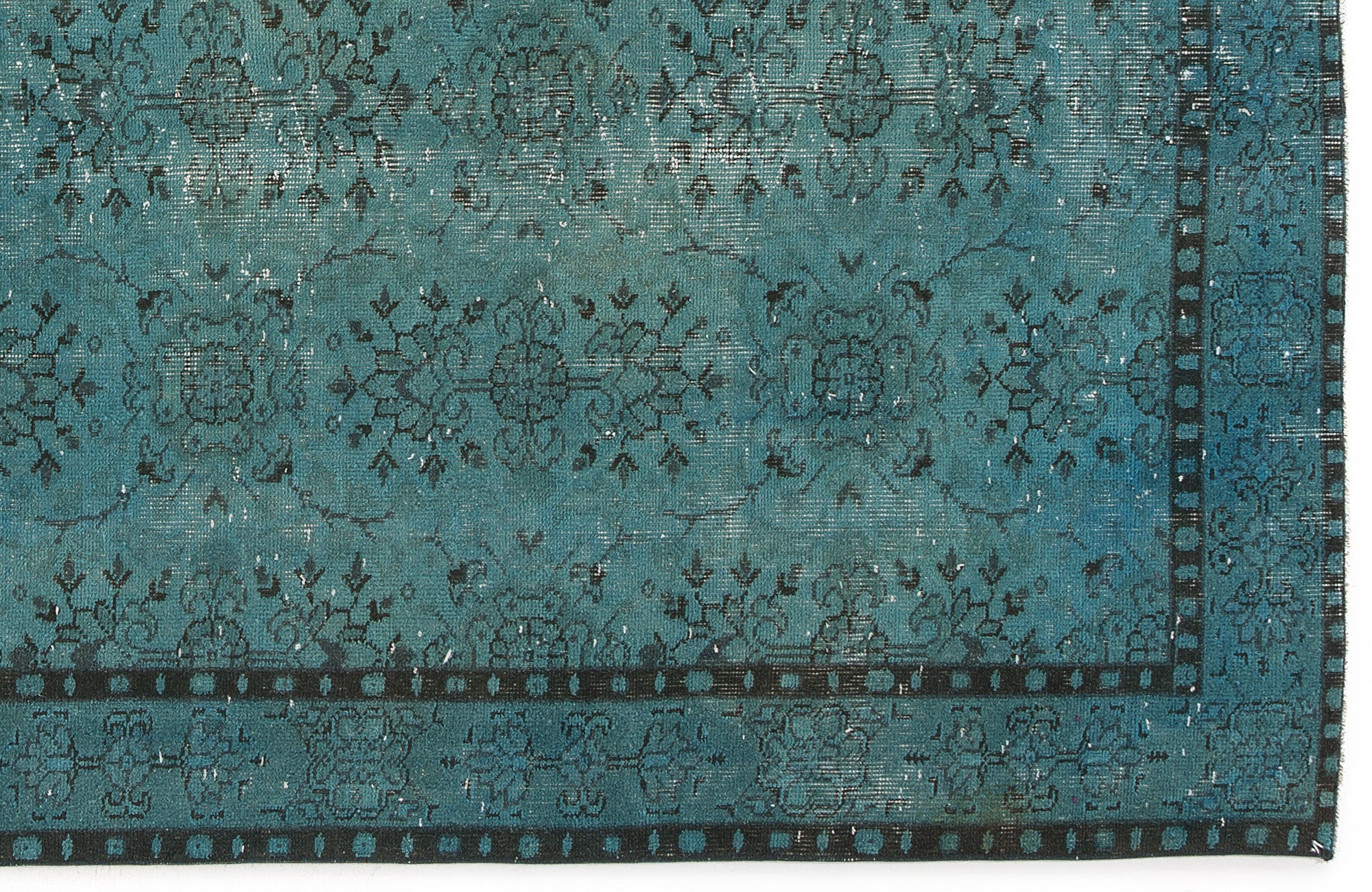 Turquoise Over Dyed Vintage Rug 5'1'' x 8'12'' ft 154 x 274 cm