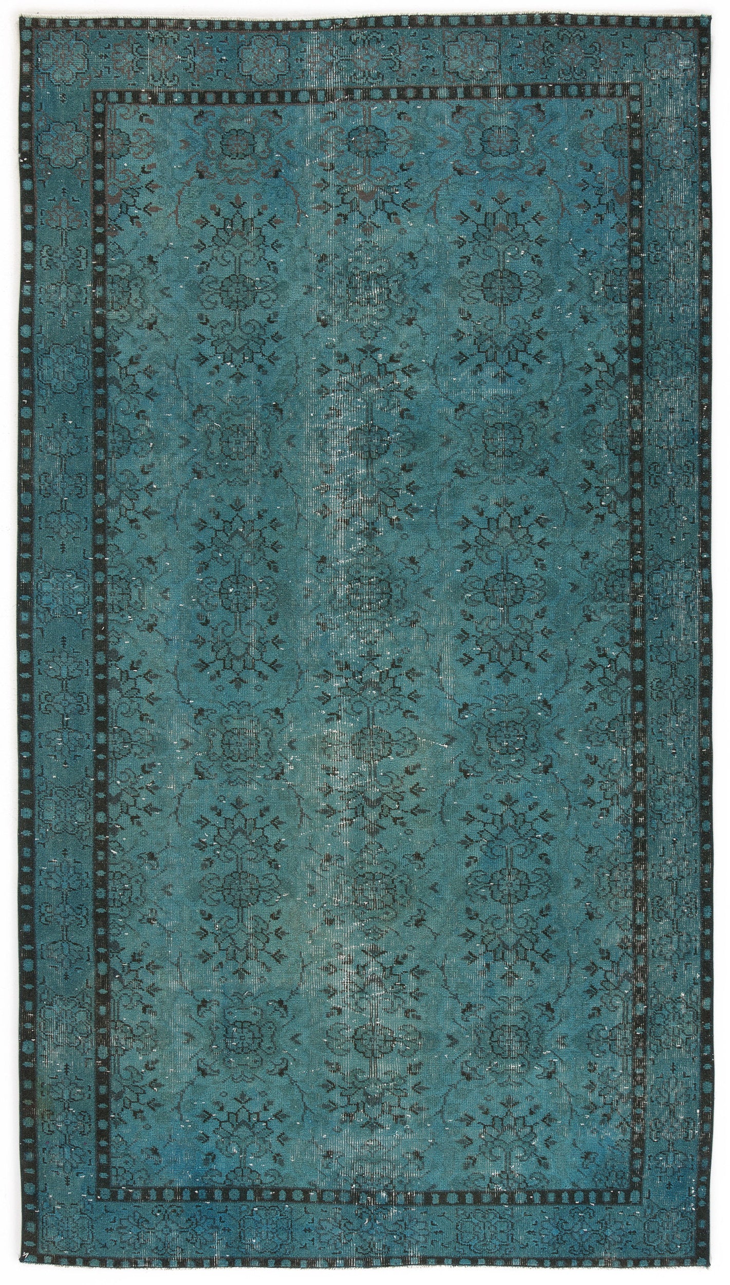 Turquoise Over Dyed Vintage Rug 5'1'' x 8'12'' ft 154 x 274 cm