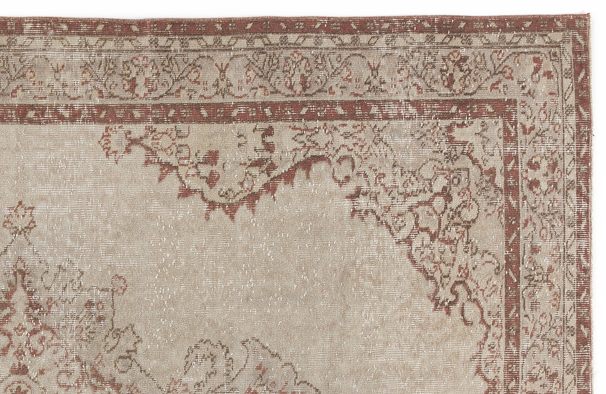 Beige Over Dyed Vintage Rug 5'5'' x 8'11'' ft 165 x 271 cm