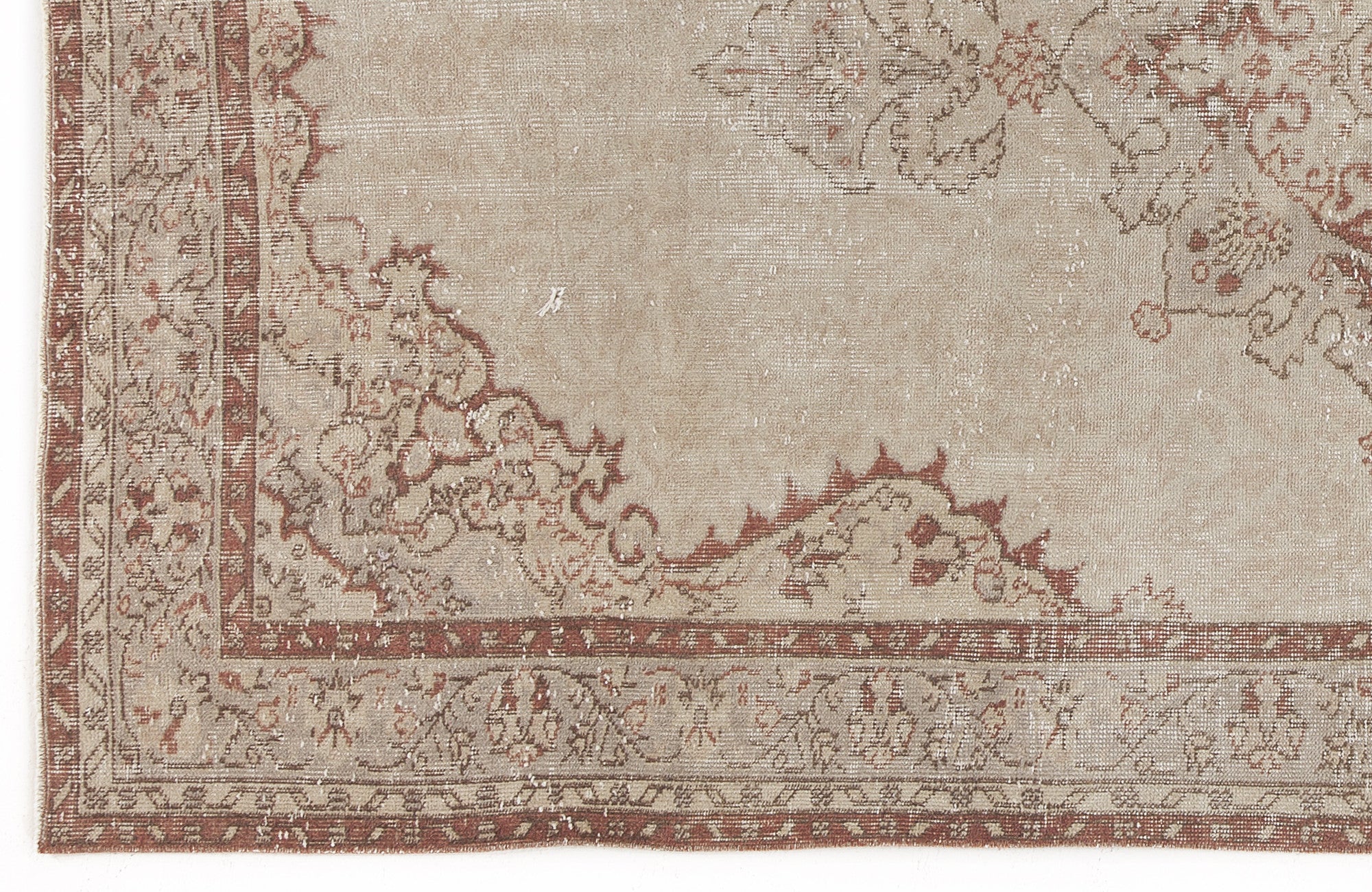 Beige Over Dyed Vintage Rug 5'5'' x 8'11'' ft 165 x 271 cm