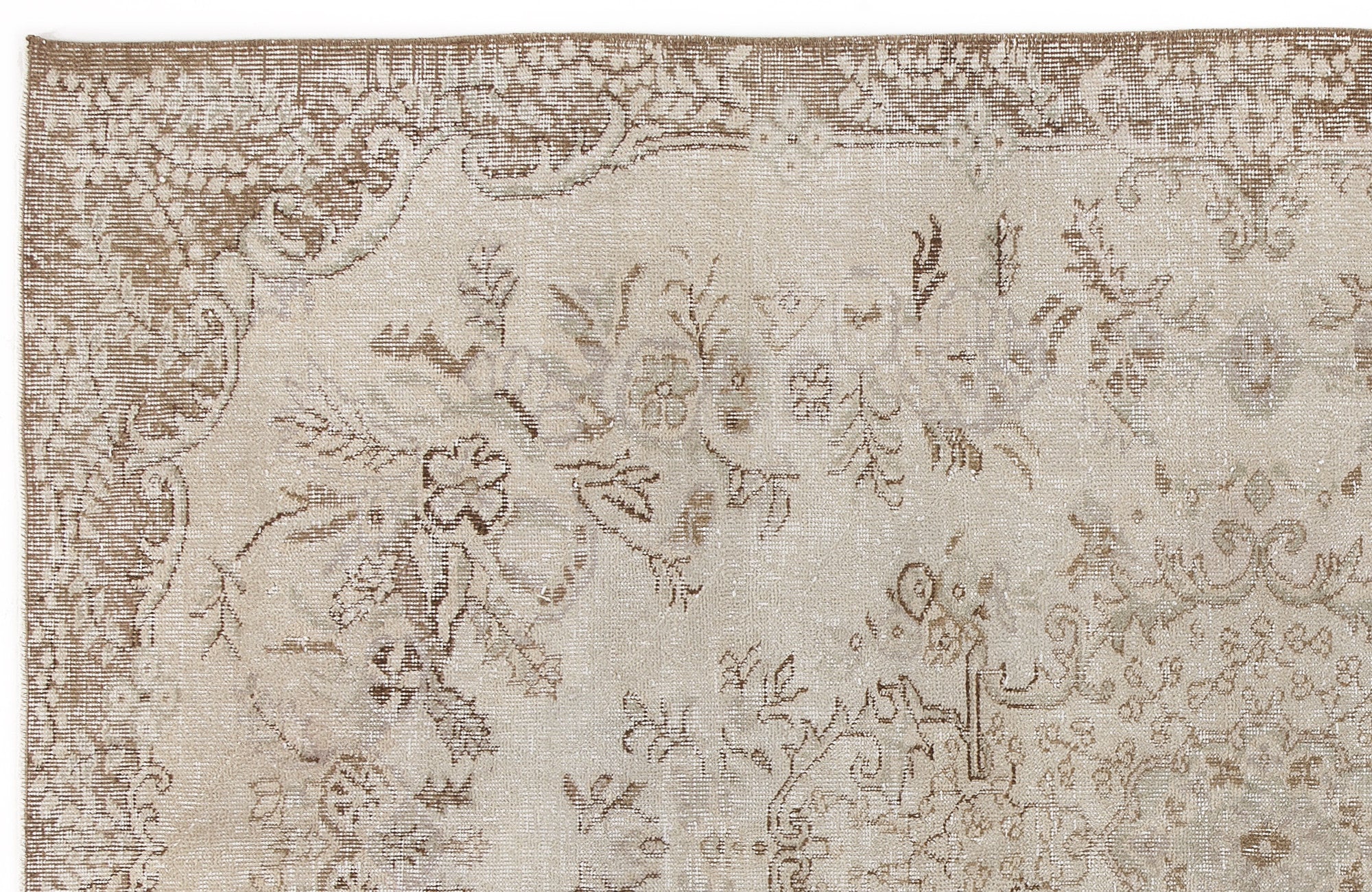 Beige Over Dyed Vintage Rug 5'5'' x 8'8'' ft 165 x 265 cm
