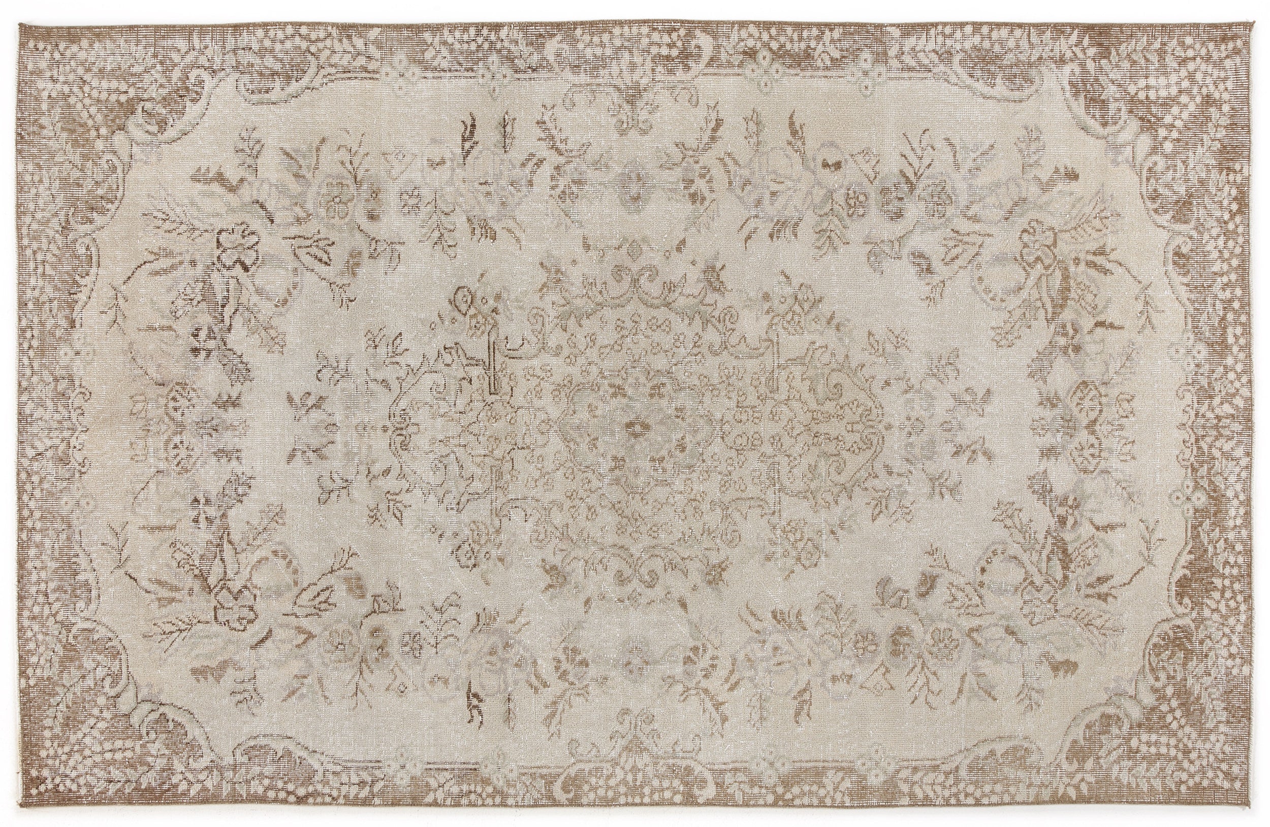 Beige Over Dyed Vintage Rug 5'5'' x 8'8'' ft 165 x 265 cm