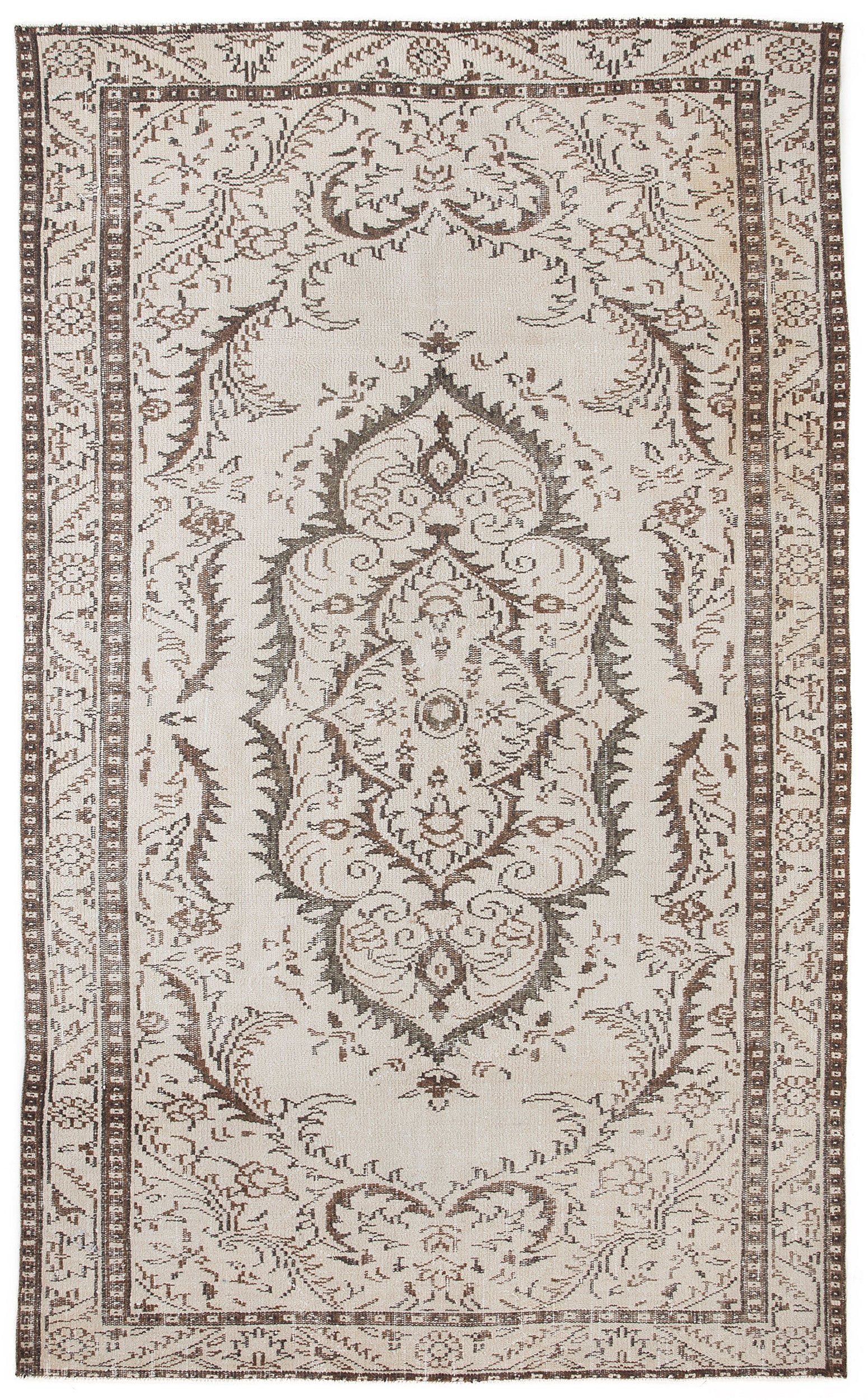 Beige Over Dyed Vintage Rug 5'7'' x 9'4'' ft 170 x 285 cm