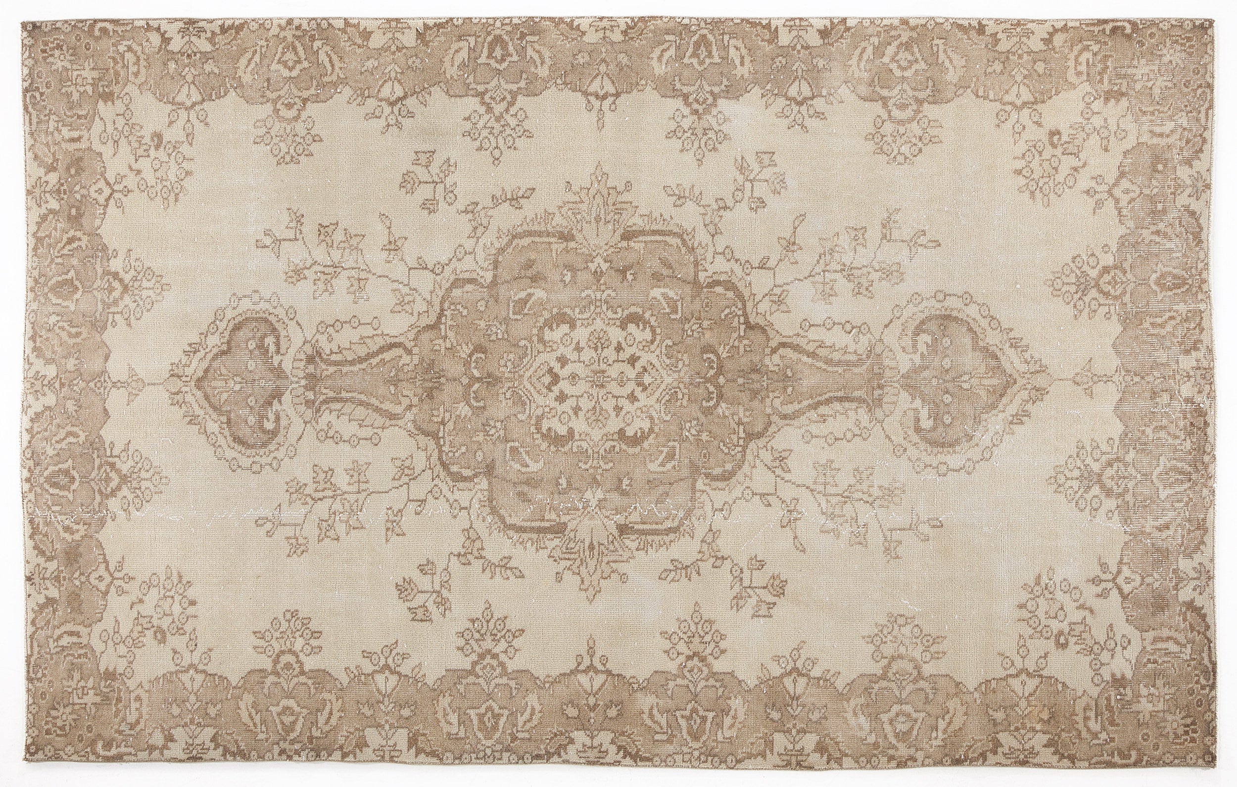Beige Over Dyed Vintage Rug 5'5'' x 8'10'' ft 165 x 270 cm