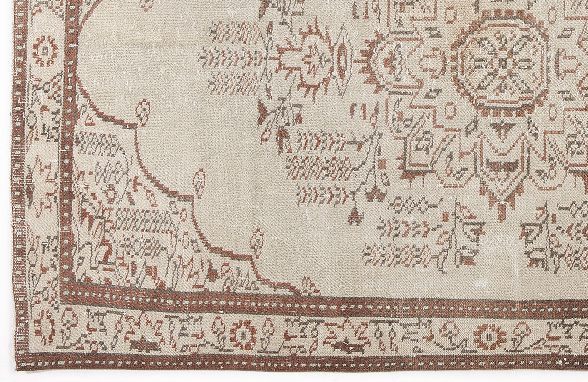 Beige Over Dyed Vintage Rug 5'1'' x 8'7'' ft 155 x 262 cm