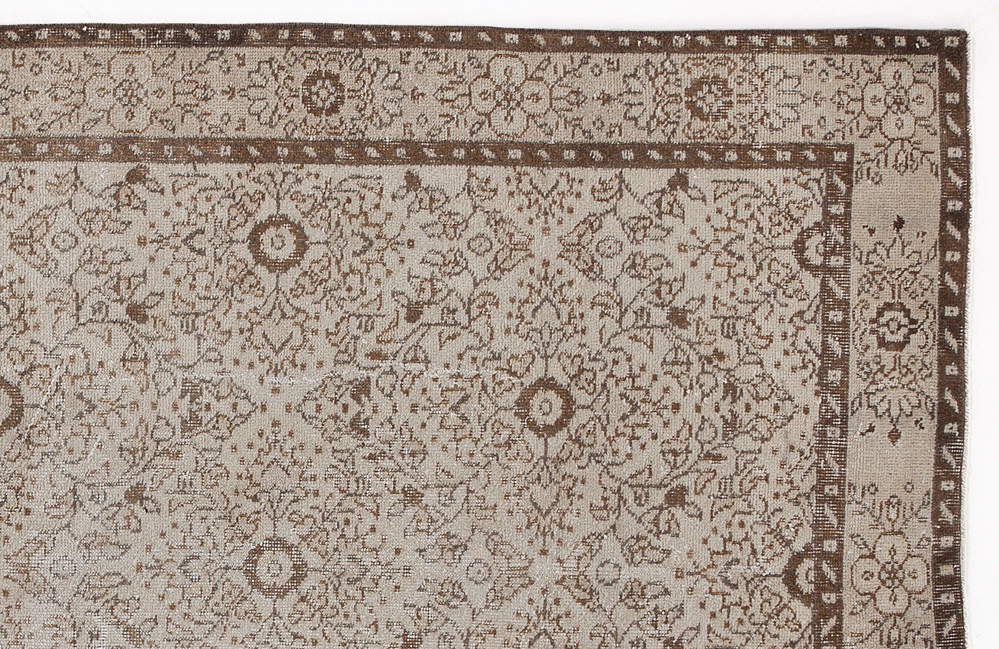 Beige Over Dyed Vintage Rug 4'12'' x 8'6'' ft 152 x 258 cm