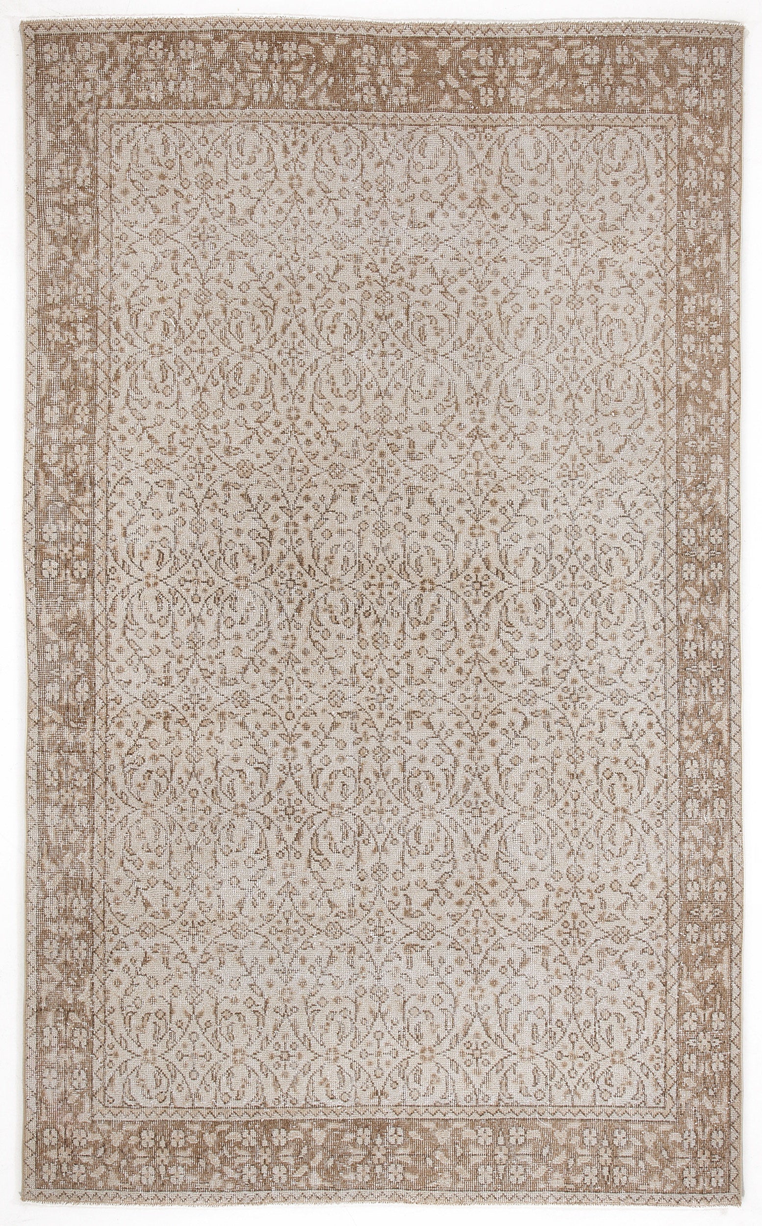 Beige Over Dyed Vintage Rug 5'3'' x 8'8'' ft 160 x 264 cm
